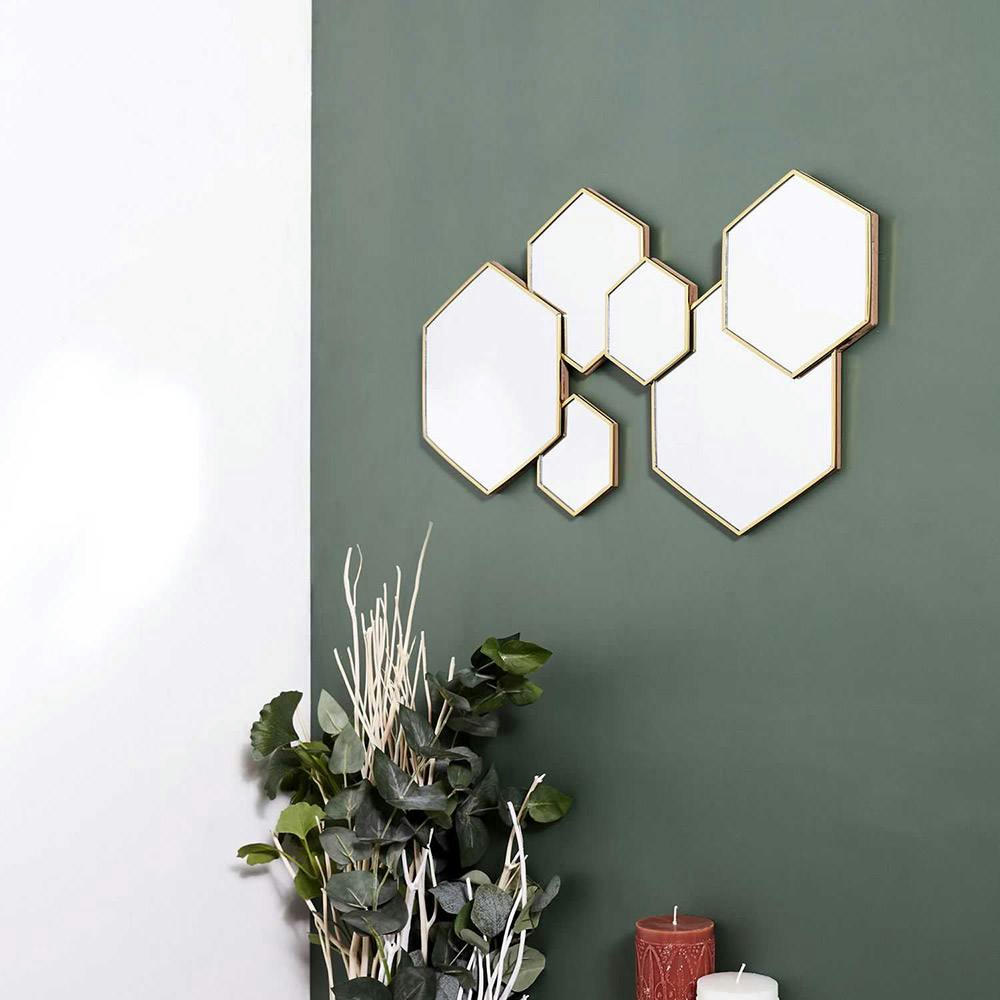 - Décoration miroir hexagonal 57x35cm