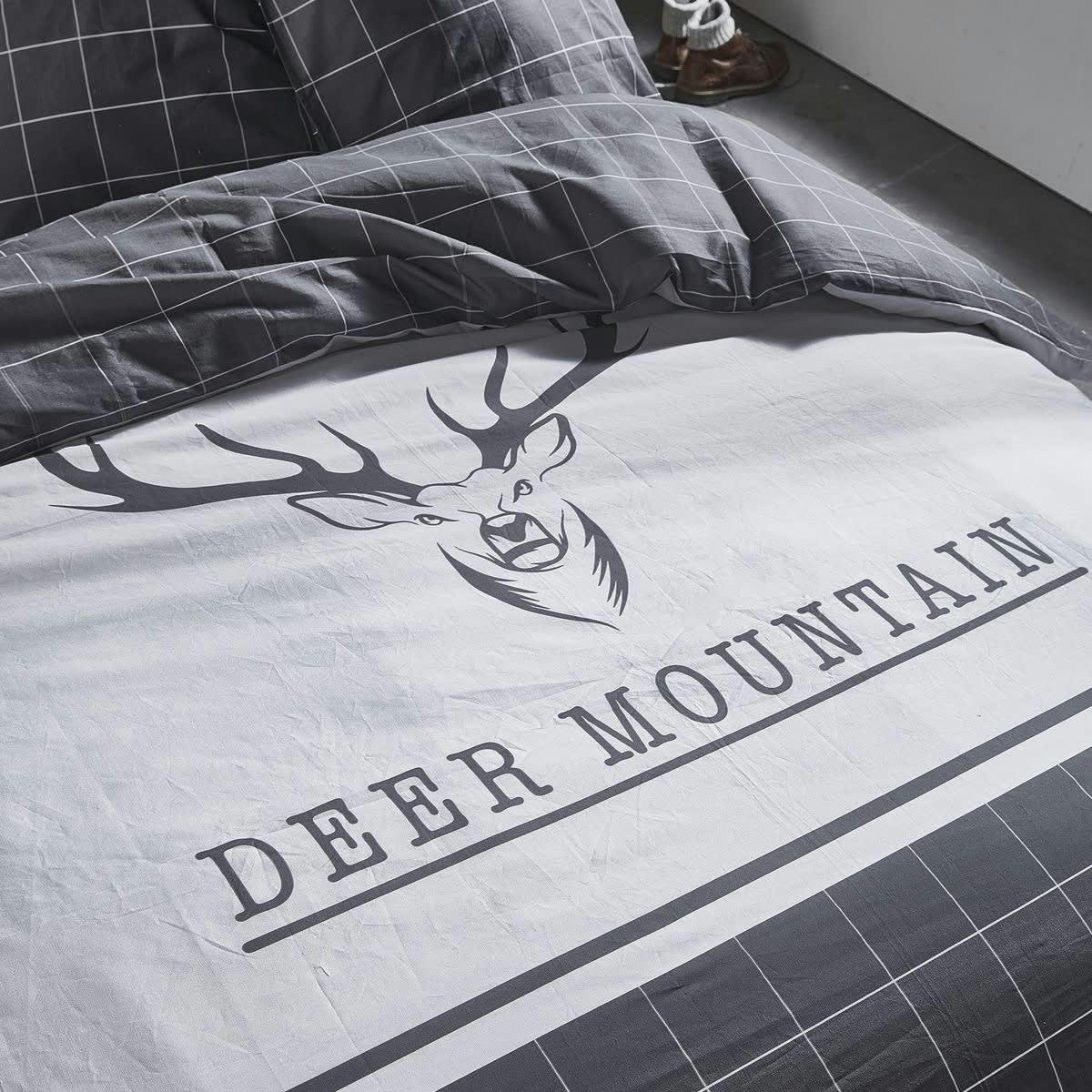 MOUNTAIN DEER - Parure de lit imprimé en coton gris 260x240