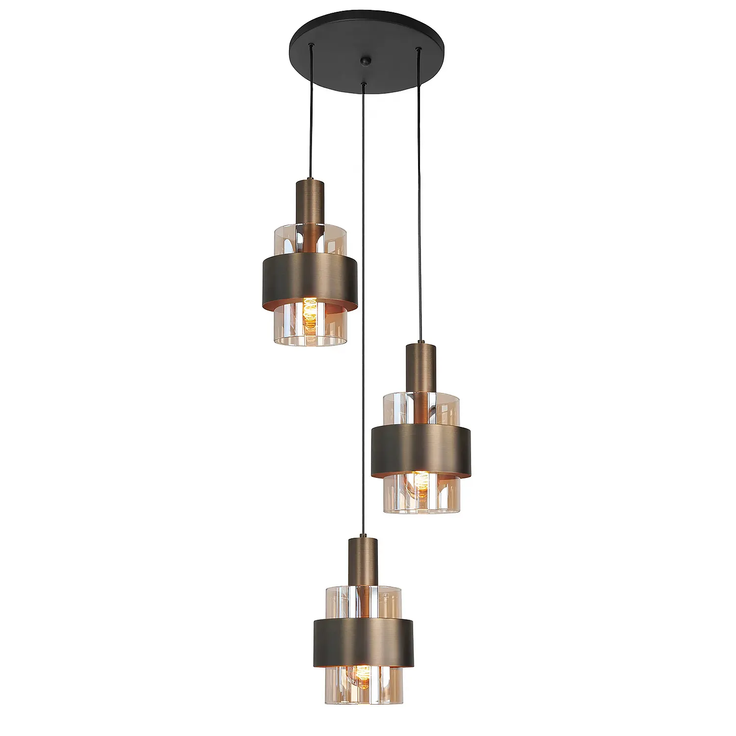Highlight hanglamp Marrone - 3 lichts - 30 x 150  cm - brons