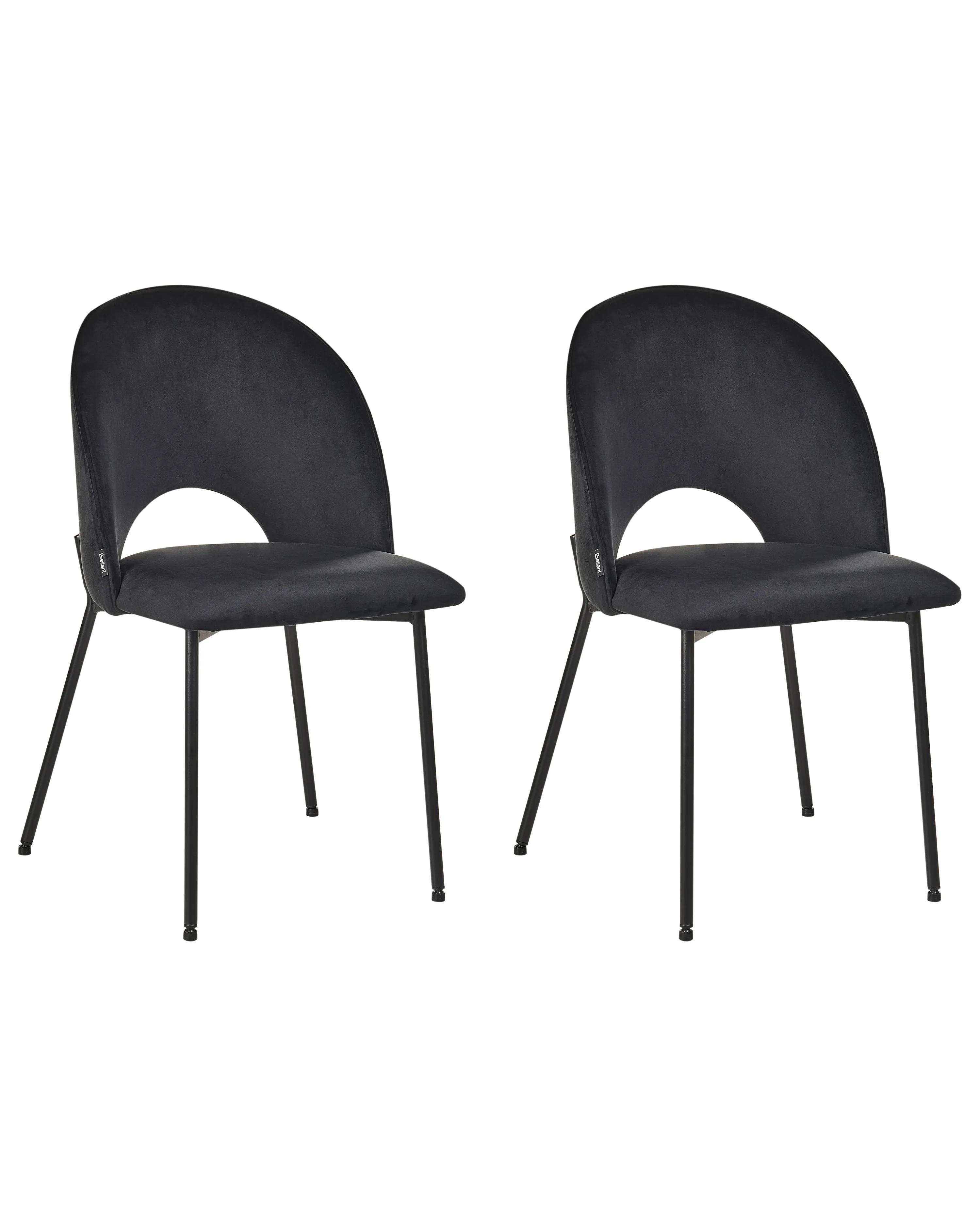 Set of 2 Dining Chairs COVELO Velvet Black