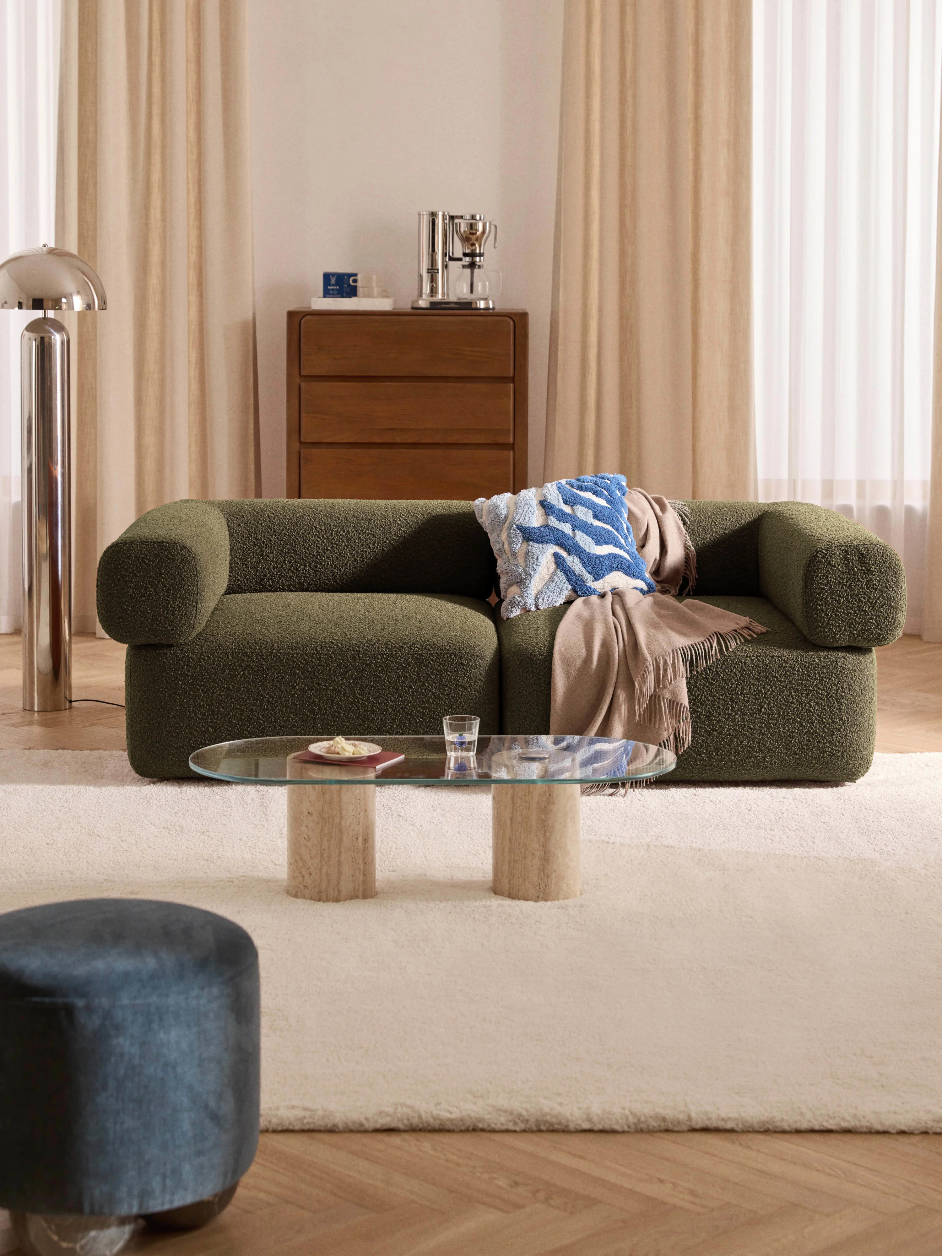 Modulares Bouclé-Sofa Anton (3-Sitzer)
