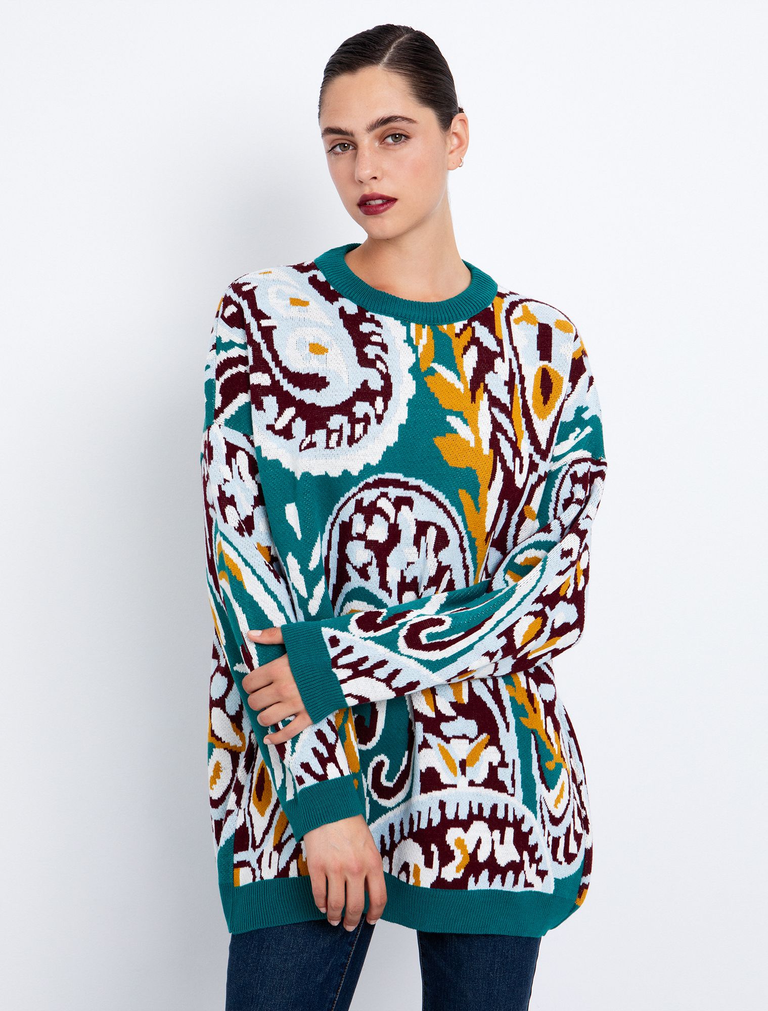 Εμπριμέ πουλόβερ με λαχούρι