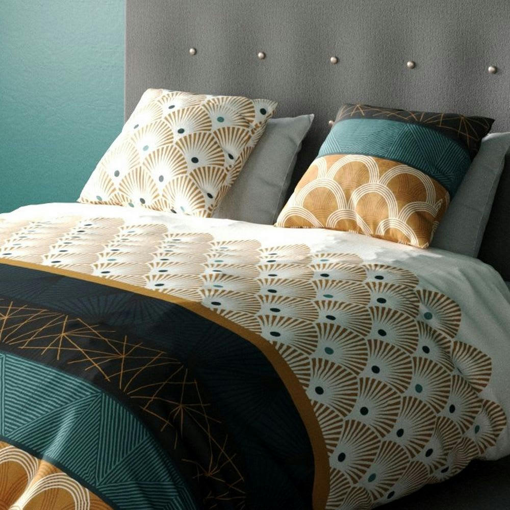 - Parure de lit 2 places coton à motifs 220x240 cm