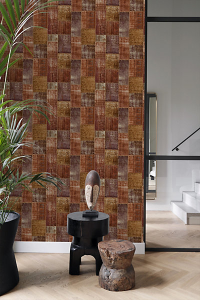 Origin Wallcoverings papier peint motif kilim brun rouille 53 cm x 10.05 m