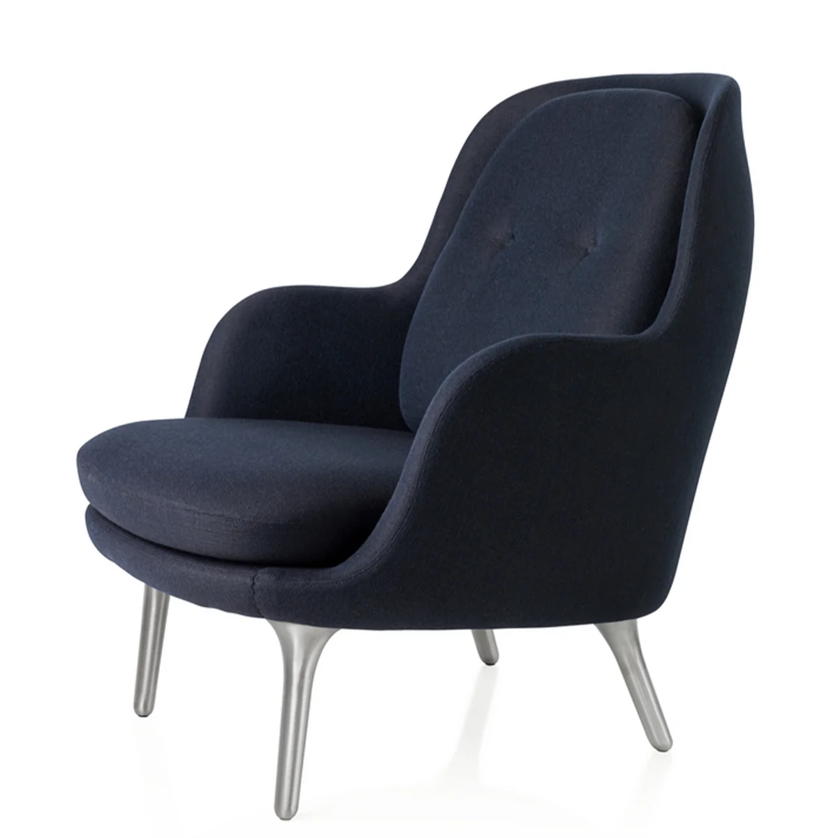 Fritz Hansen - Fri Sessel, Aluminium gebürstet / dunkelblau (Kvadrat Sunniva 2 192)