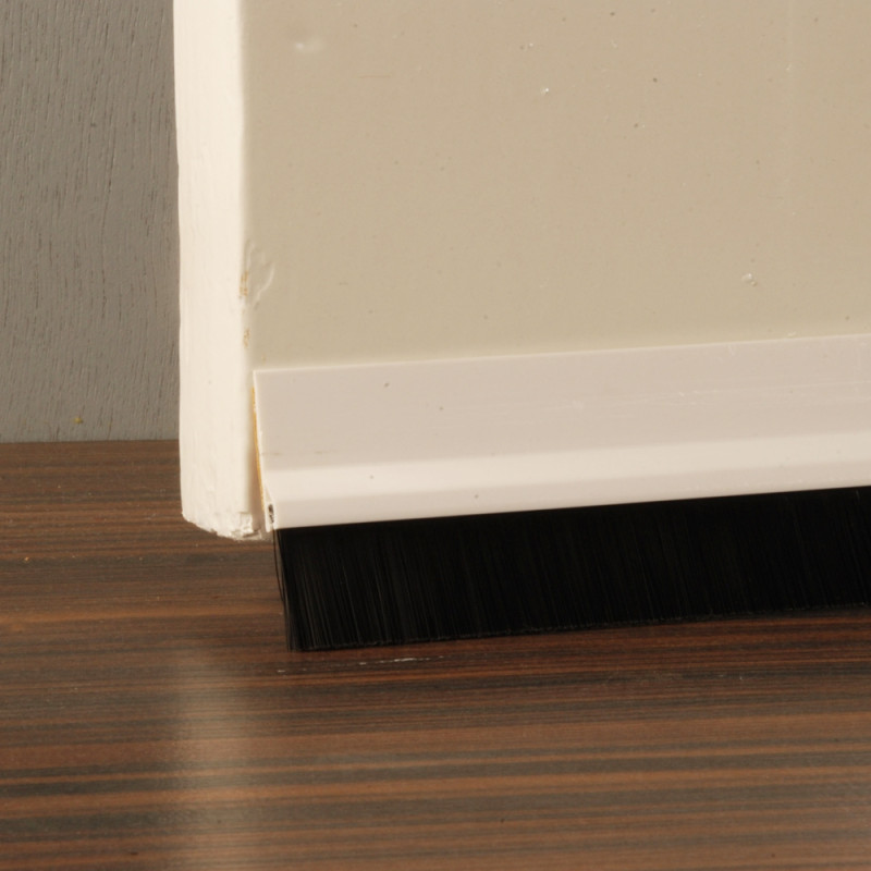 Bas de porte rigide adhésif avec brosse blanc 100 cm CONFORTEX