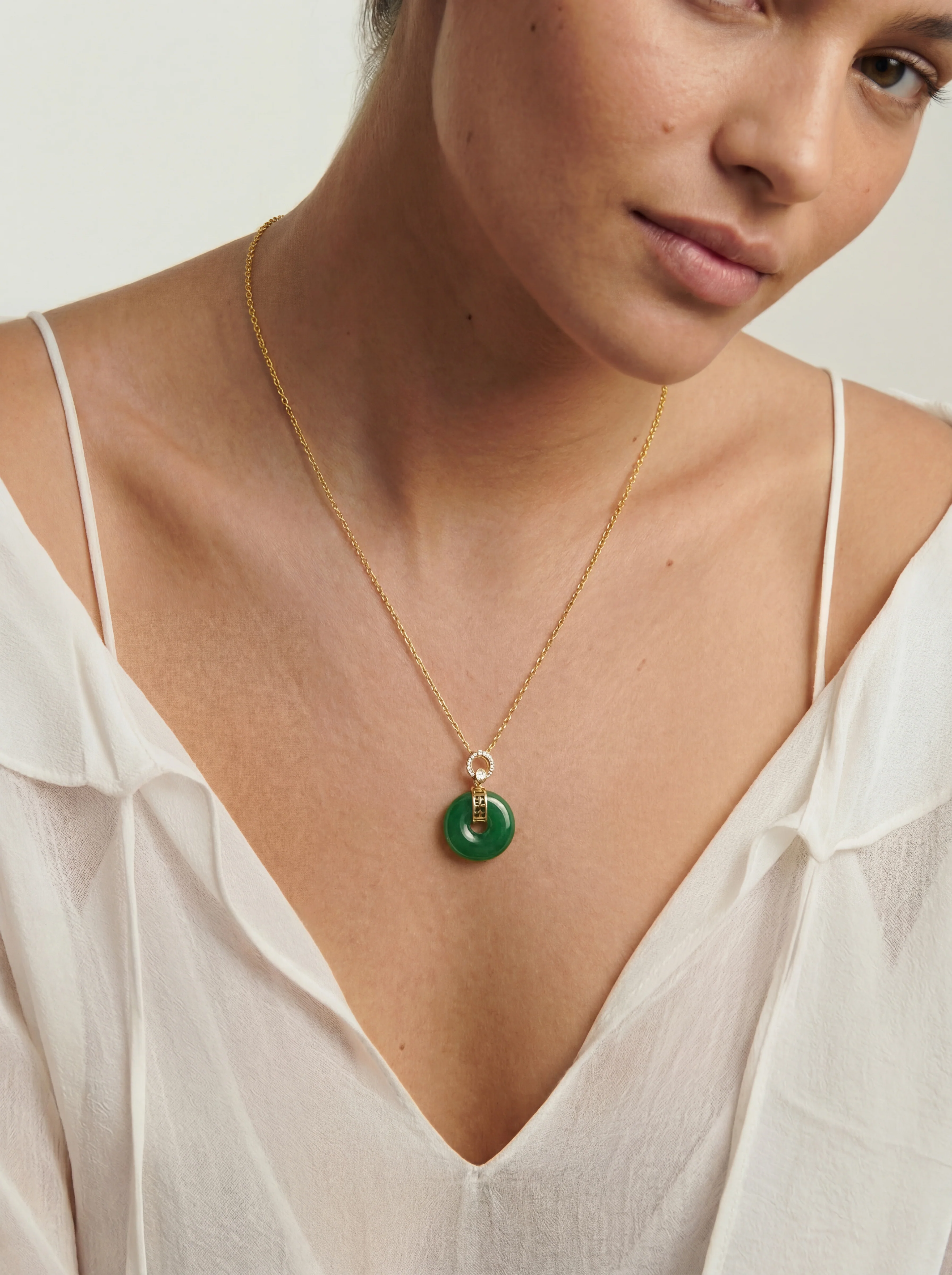 Donut — Green Jade Pendant Necklace