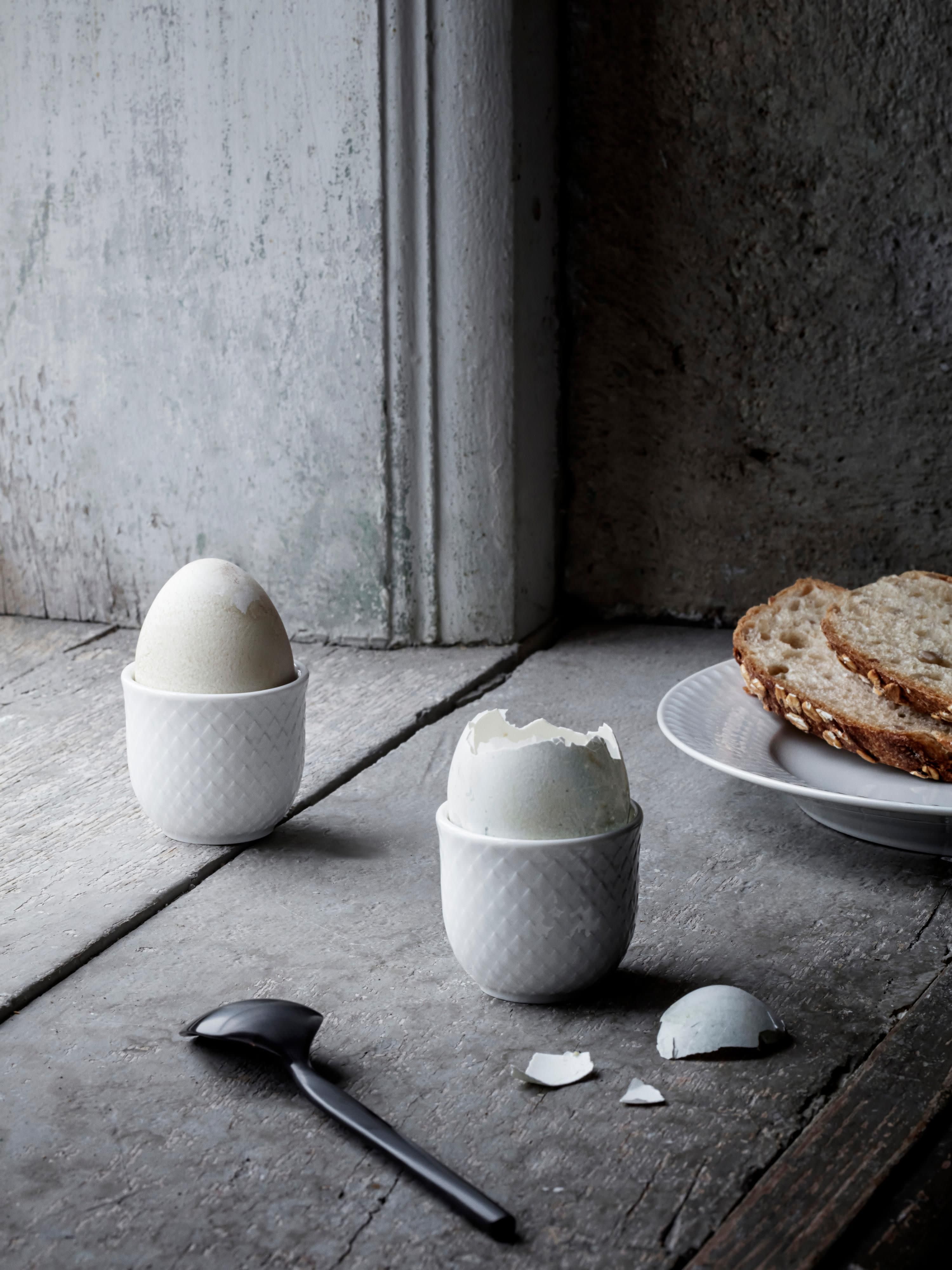 Porzellan-Eierbecher Rhombe mit strukturierter Oberfläche, 2er-Set