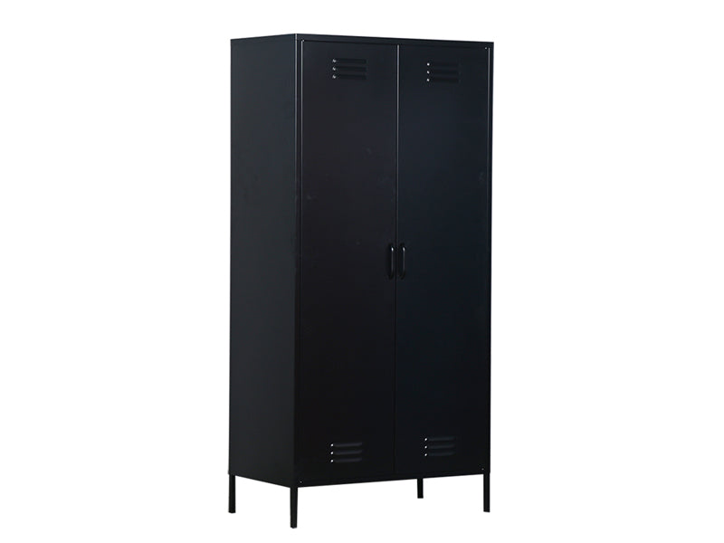 MaximaVida metalen kleding lockerkast Finn 90 x 50 x 185 cm zwart - 4 schappen