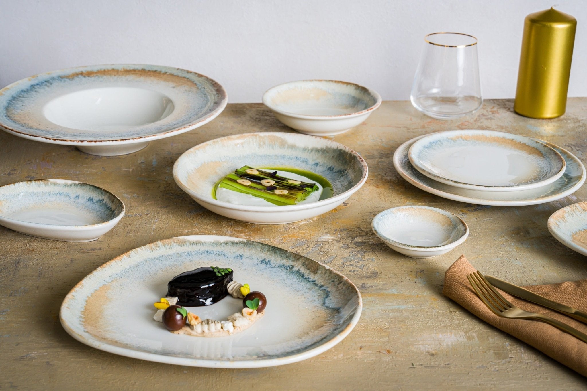 Bonna Serveerschaal - Knidos - Porselein - 19x11 cm - set van 4