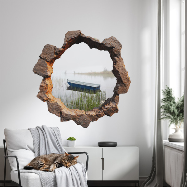Wyrwa w ścianie malowniczy pejzaż naklejka dziura 3D 60x60
