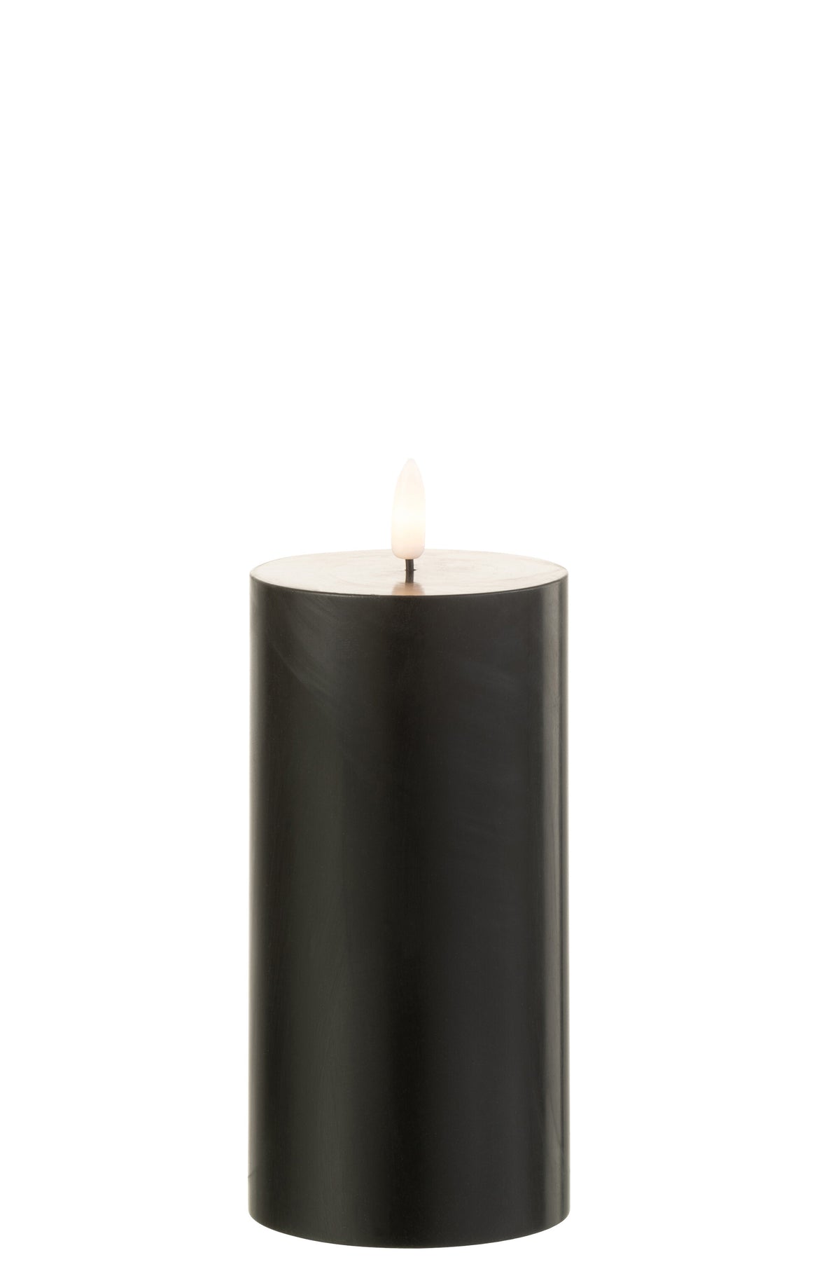J-Line kaars - zwart - medium - LED lichtjes