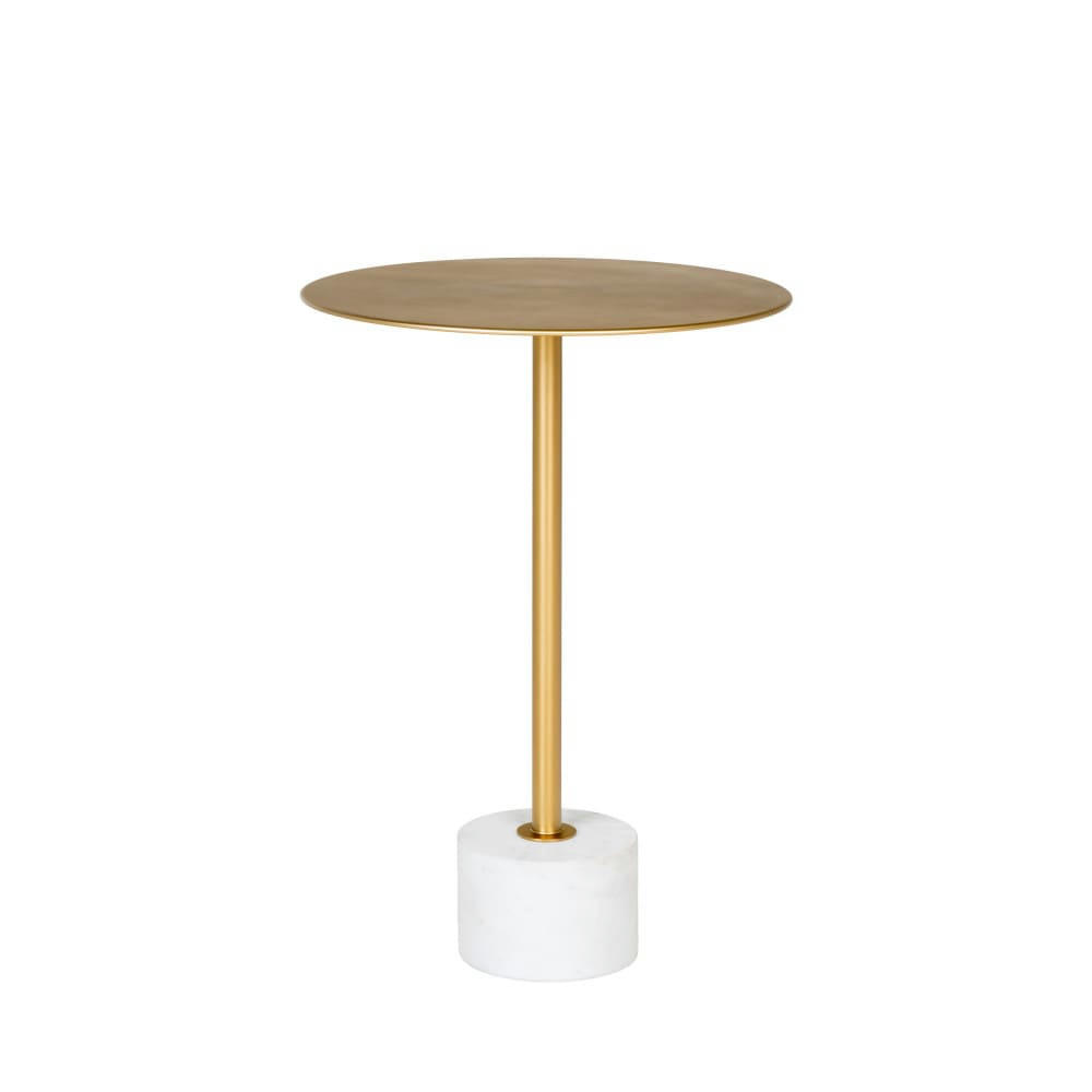 LECCO - Table d'appoint en effet laiton et marbre D41cm laiton