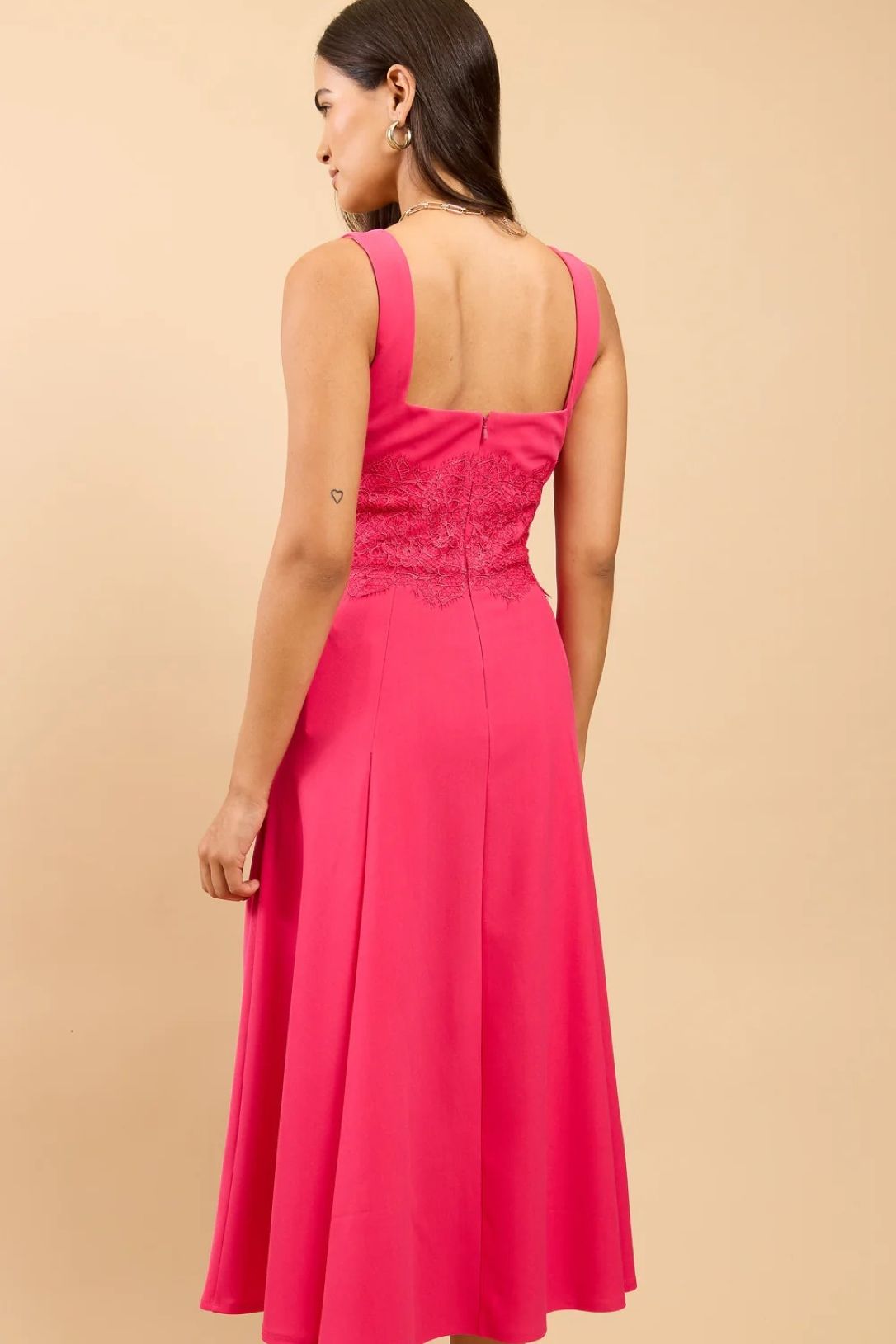 Little Mistress Pink Lace Detail Midaxi Dress