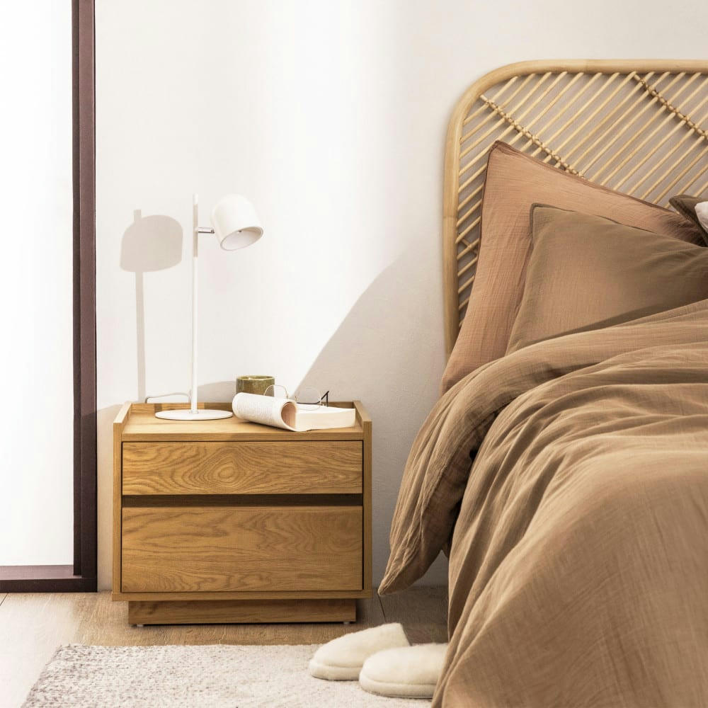 SINCE - Table de chevet 2 tiroirs en bois clair