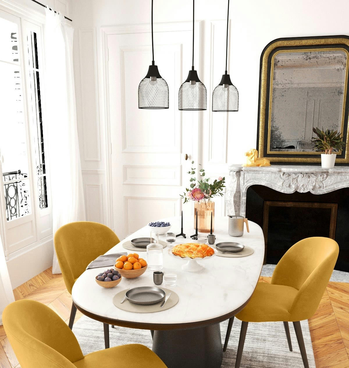 VILLADORO - Suspension triple en métal noir