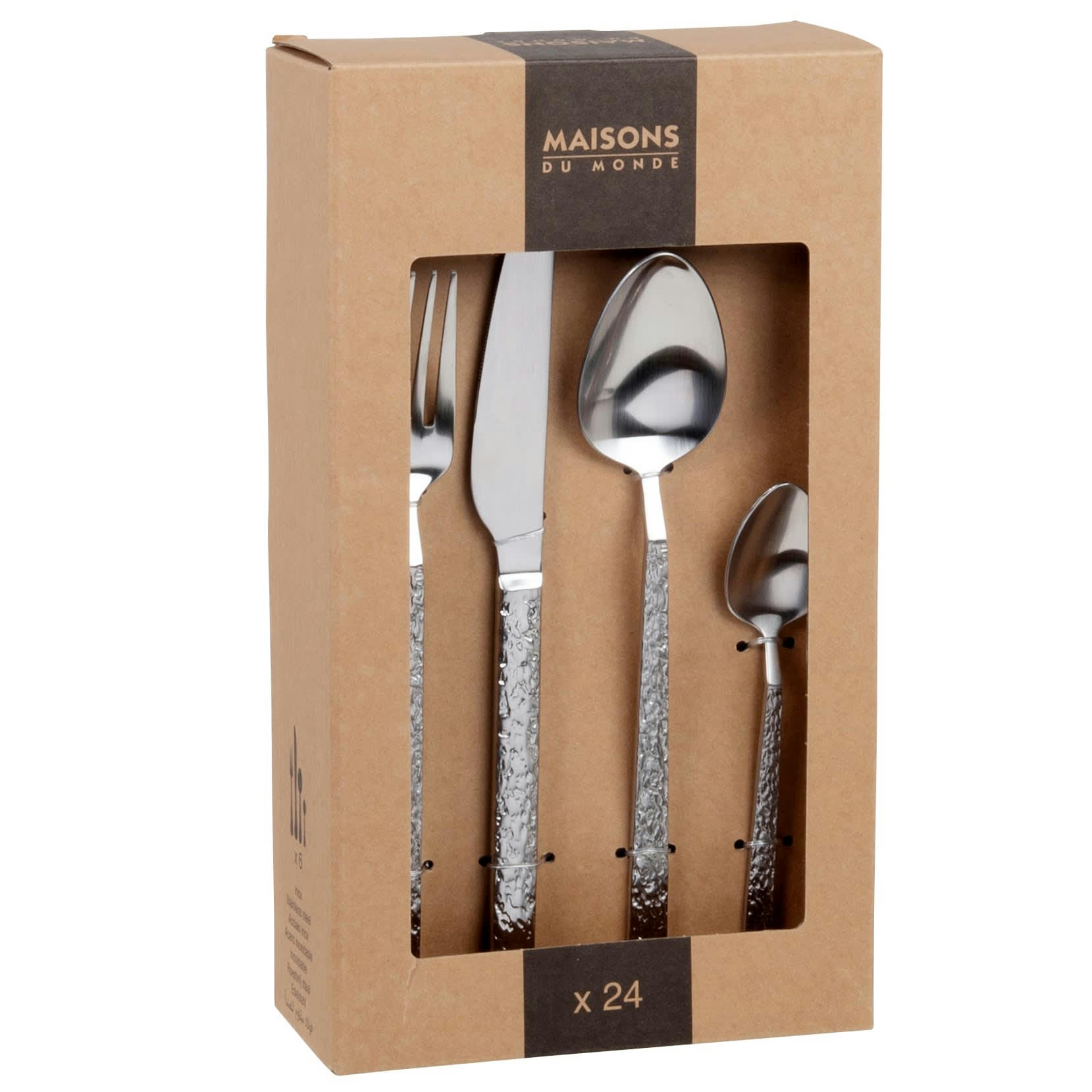 ROCK - Coffret 24 couverts en acier argenté