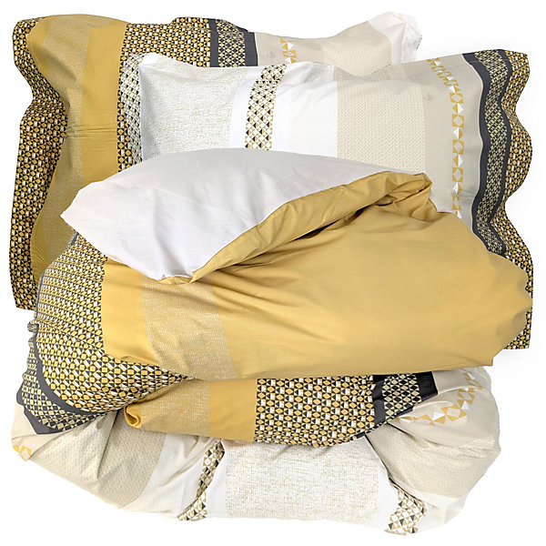 Parure de lit 140x200 cm 50x70 cm percale MARLOW Miel 2 pièces