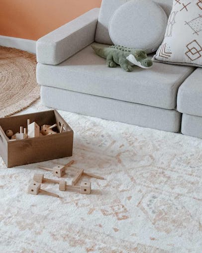 Mina Orange and Cream Transitional Washable Rug