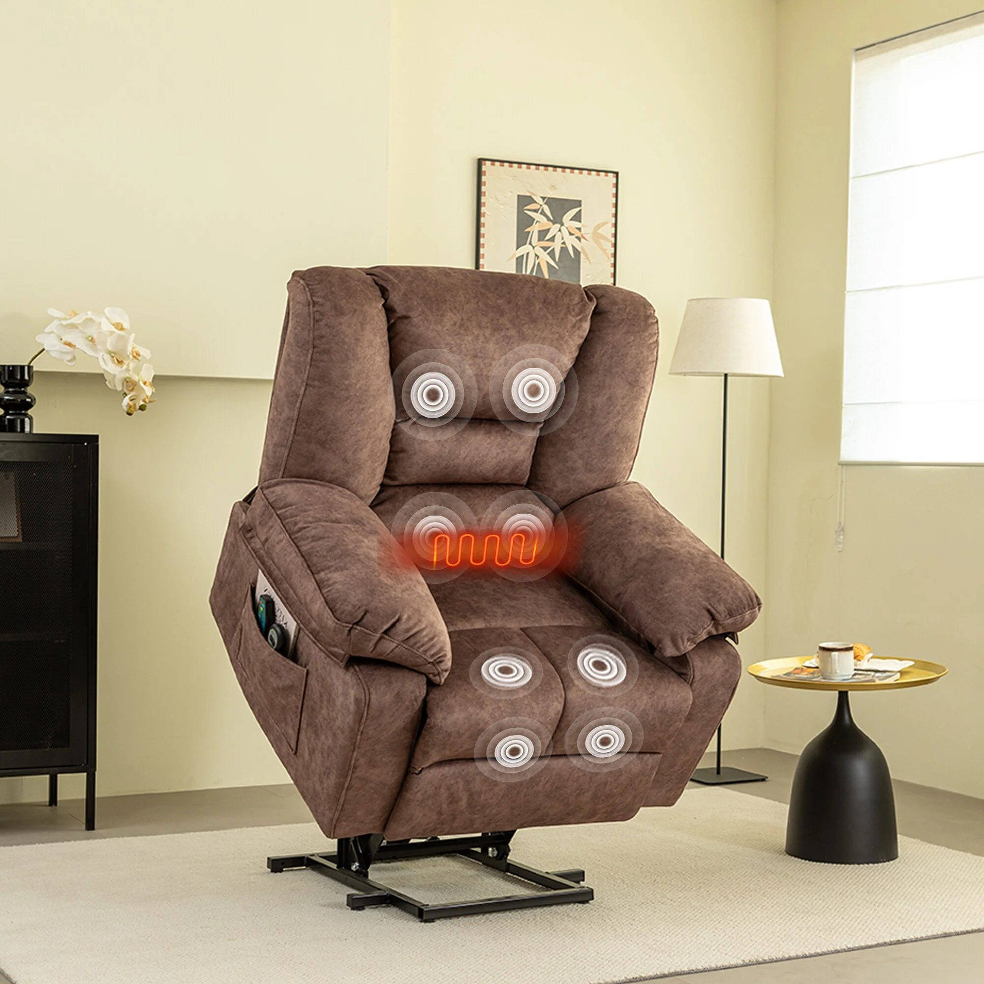 Grey Senior Power Lift Recliner with Massage and Heating, 330 lbs Capacity, and Adjustable Recline up to 150°