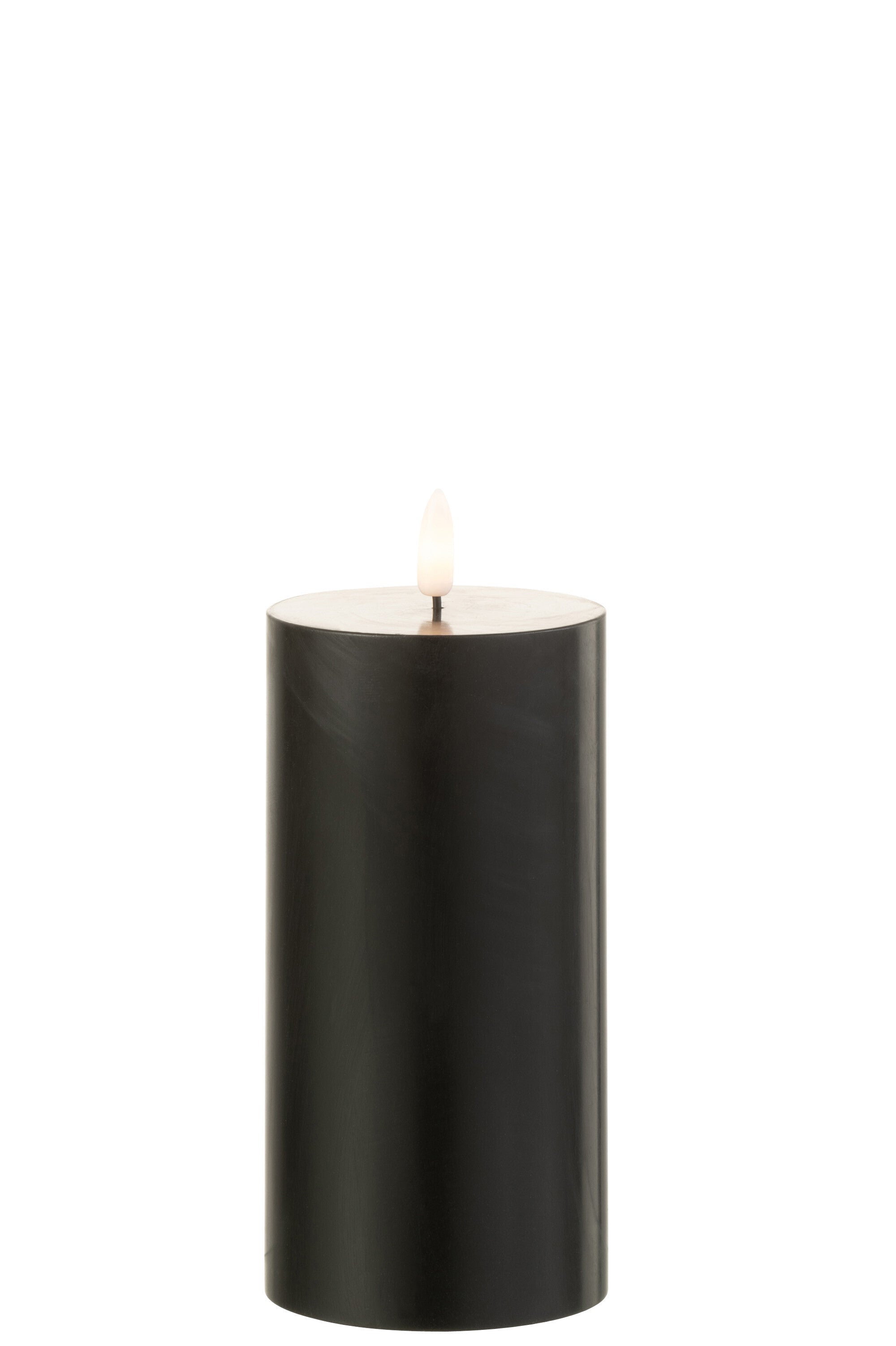 J-Line kaars - zwart - medium - LED lichtjes