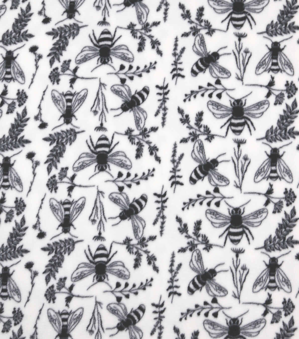 Bees on White Anti Pill Fleece Fabric