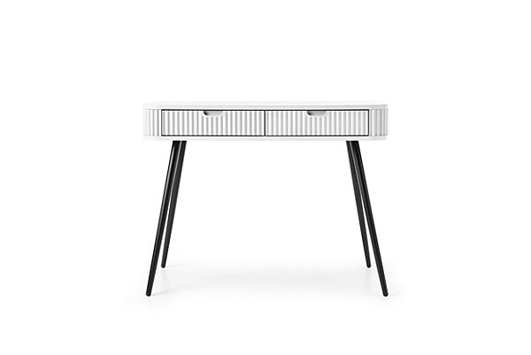 Coiffeuse : blanc, pieds noir, 103 x 80 x 49 cm