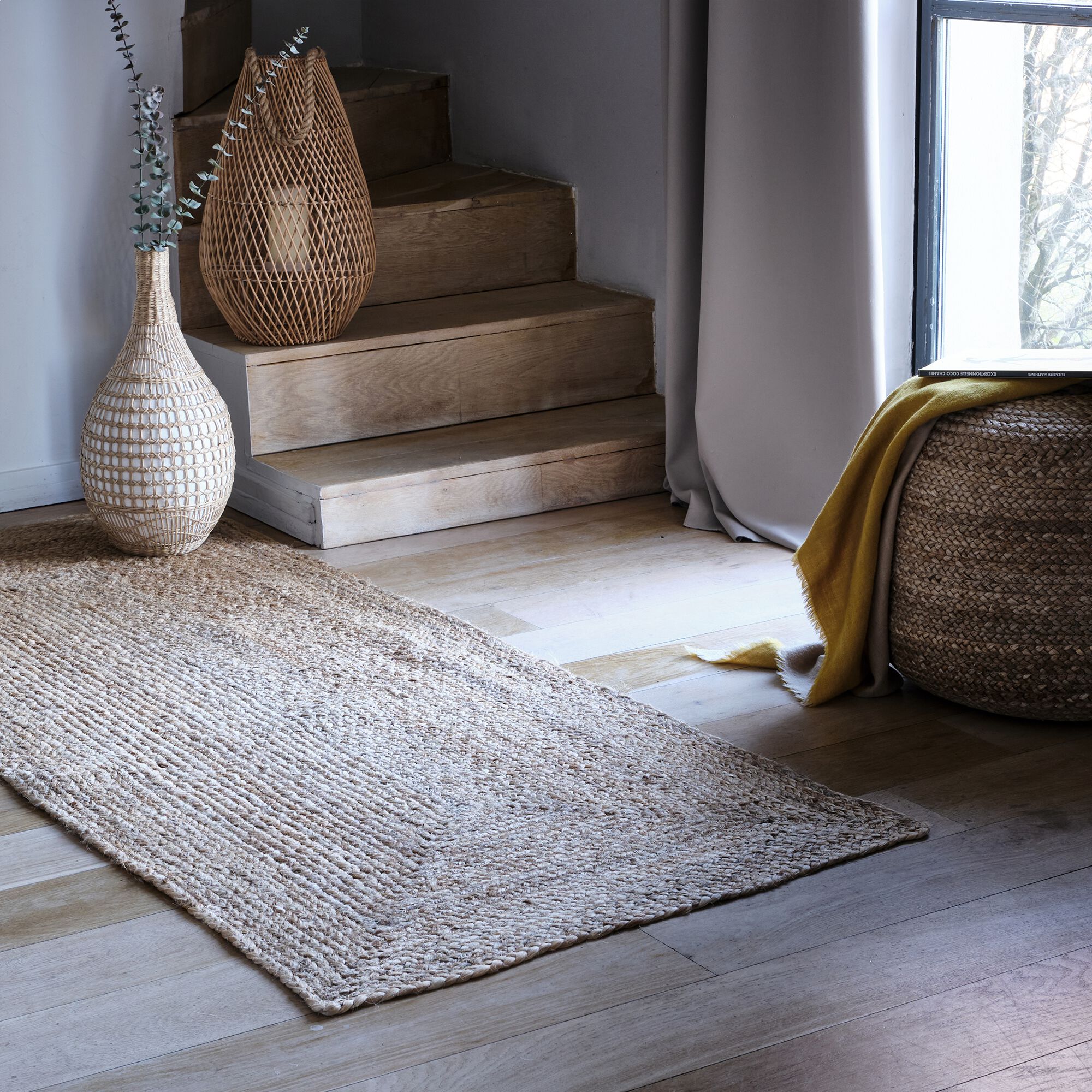 RUSH - Tapis de couloir en jute - naturel 80x200cm