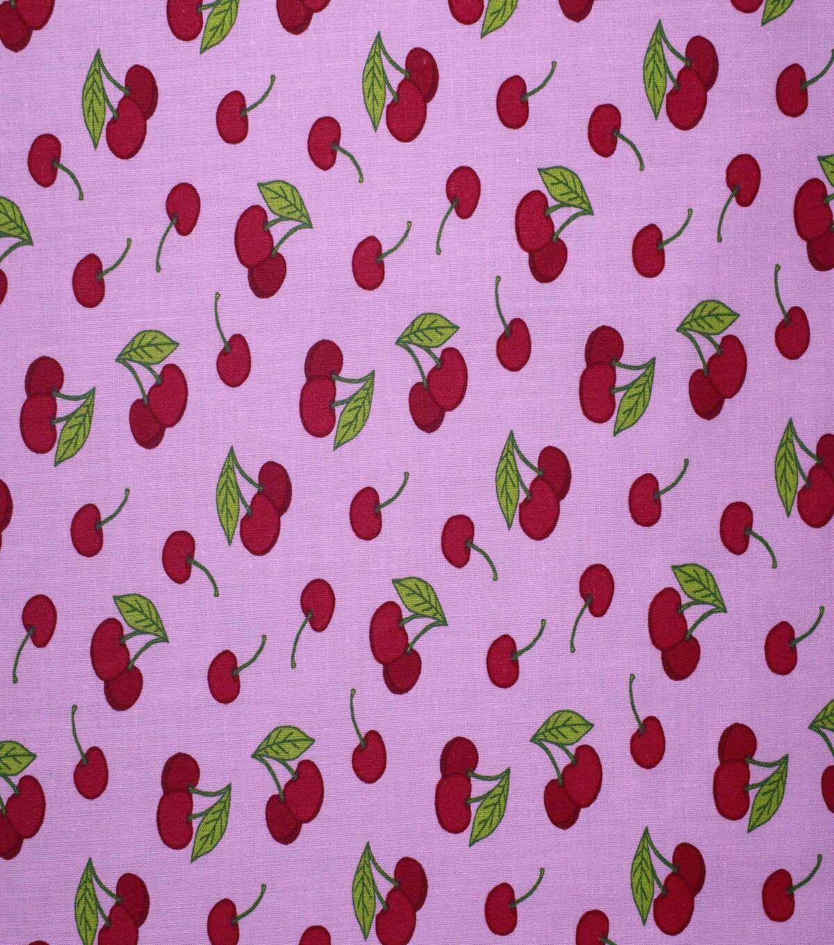 Cherries on Pink Cotton Fabric by Quilter's Showcase