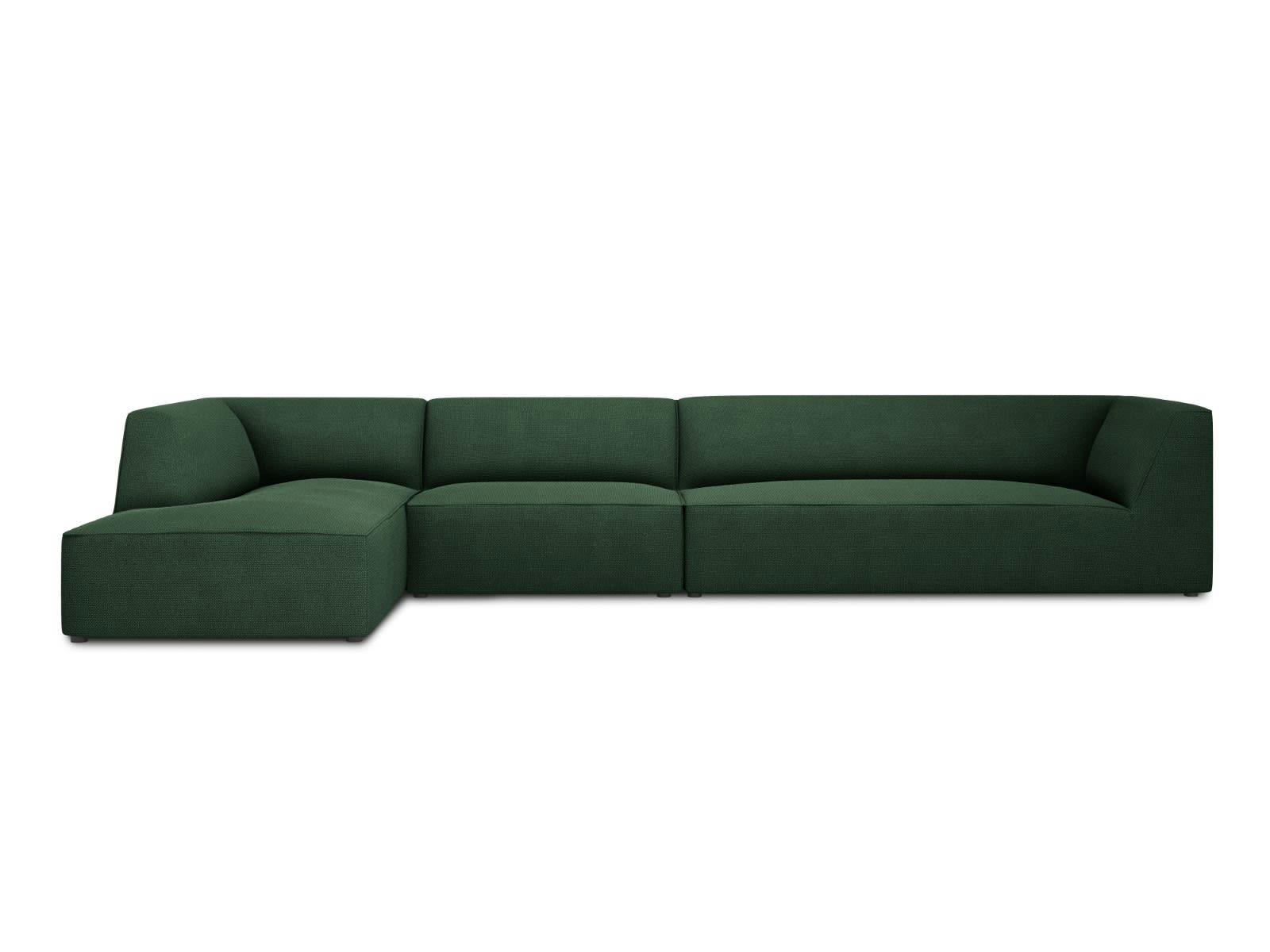 RUBY - Canapé d'angle gauche 5 places en tissu structurel vert