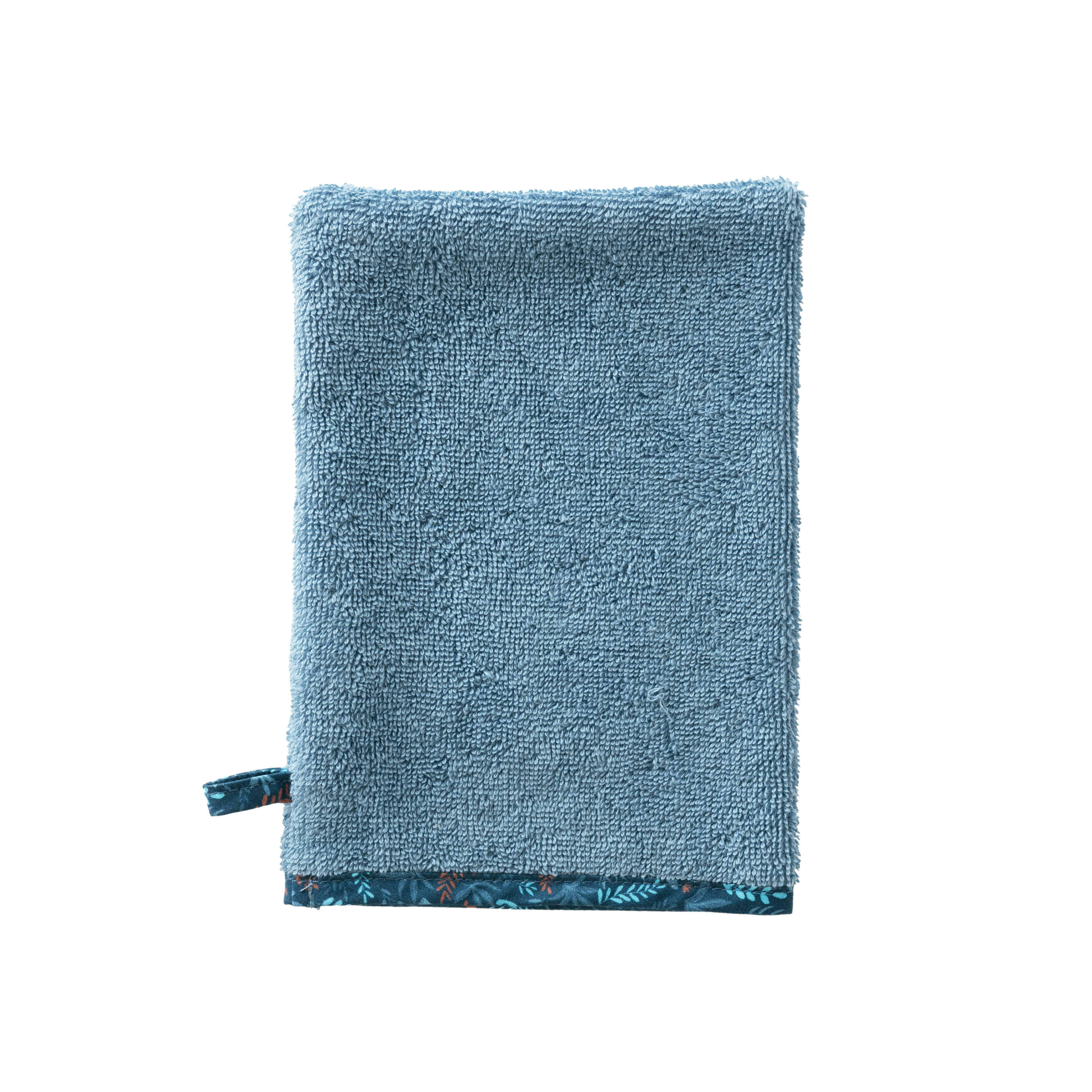 HAPPYFUL - Gant de toilette Bleu Celeste bouclette brodé bleu 15 x 21 cm