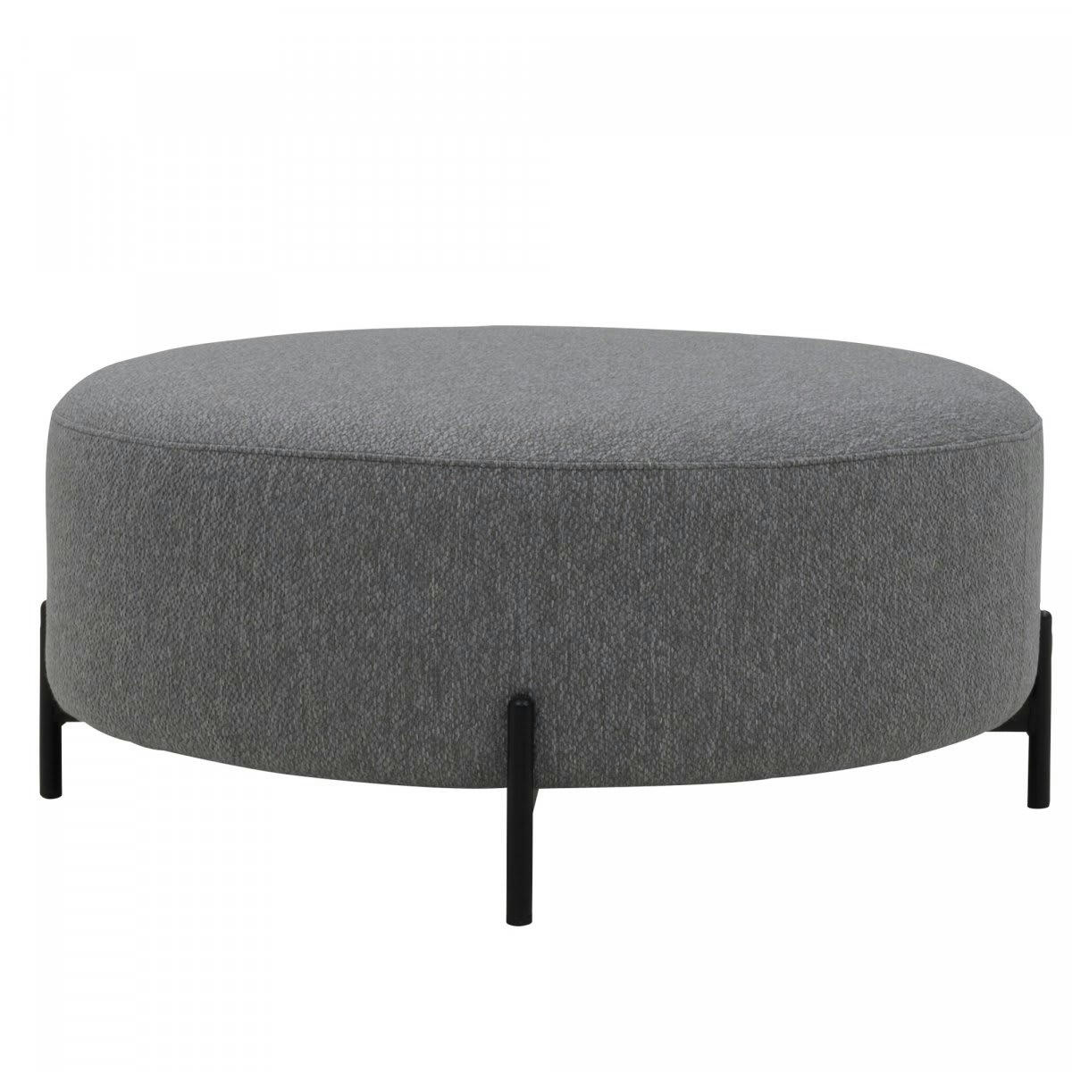 FOLIO - Grand pouf rond 80cm en tissu gris ciment