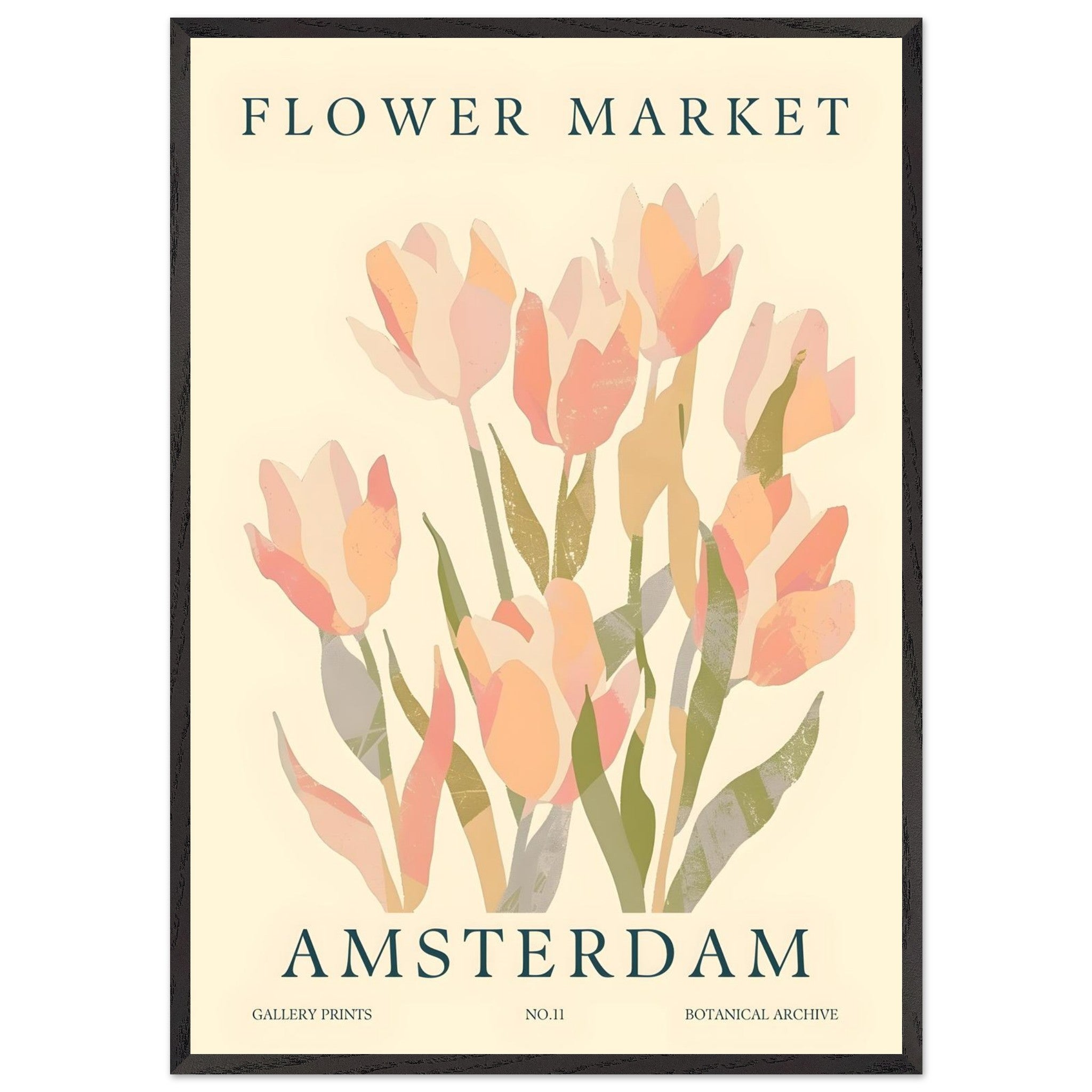 Artfulprints Poster met Lijst Flower market - Amsterdam III  - 70x100 cm - Roze