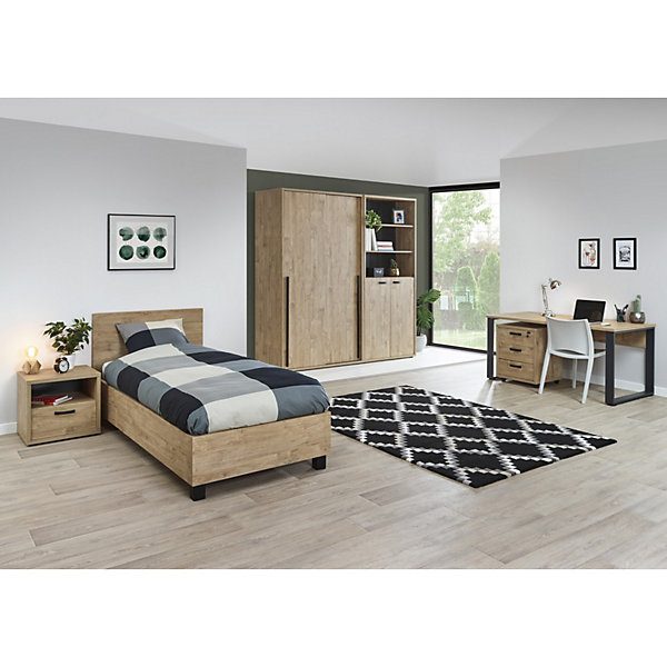 Lit enfant robuste 120x200 coloris chene doré collection MEGEVE