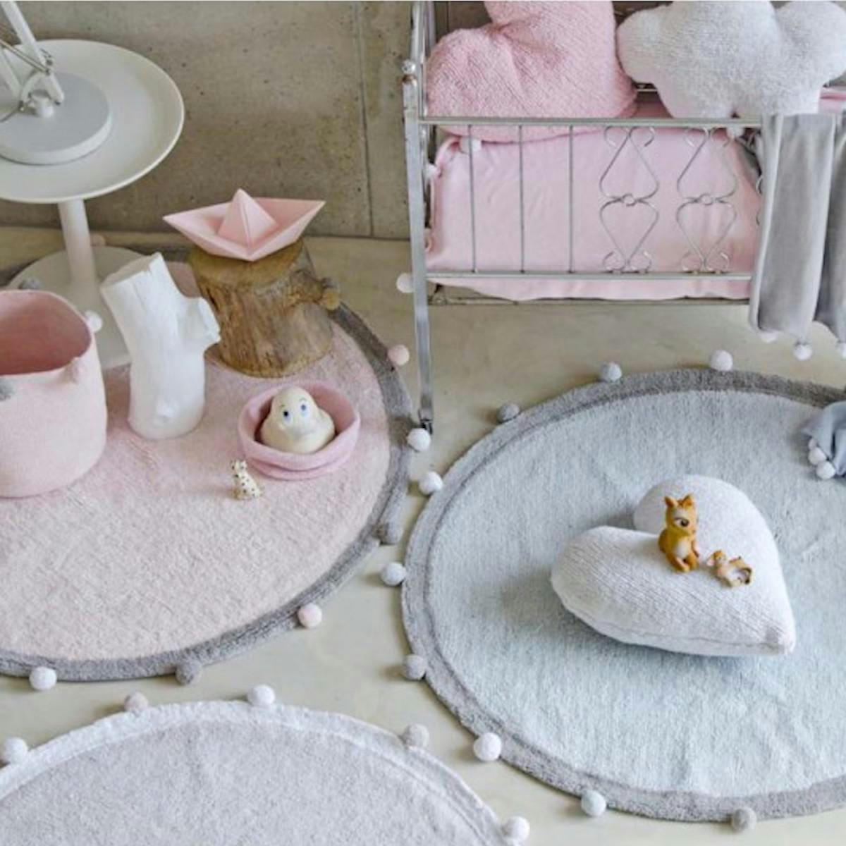 BUBBLE - Tapis coton rond rose clair D120