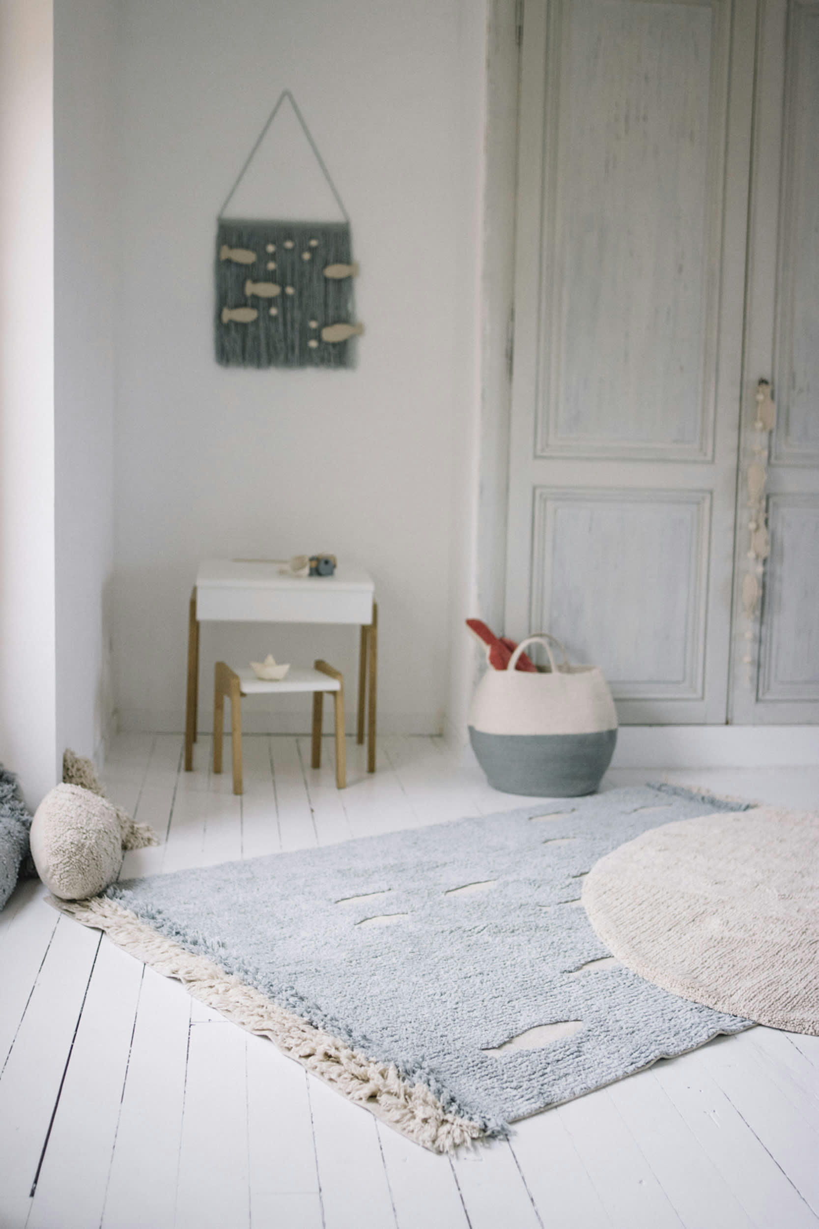 THE SEA - Tenture murale océan en coton bleu 45x40