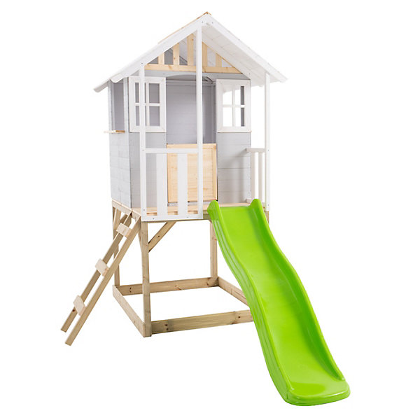 Maisonnette sur pilotis balcon et glissière PERCE-NEIGE en bois