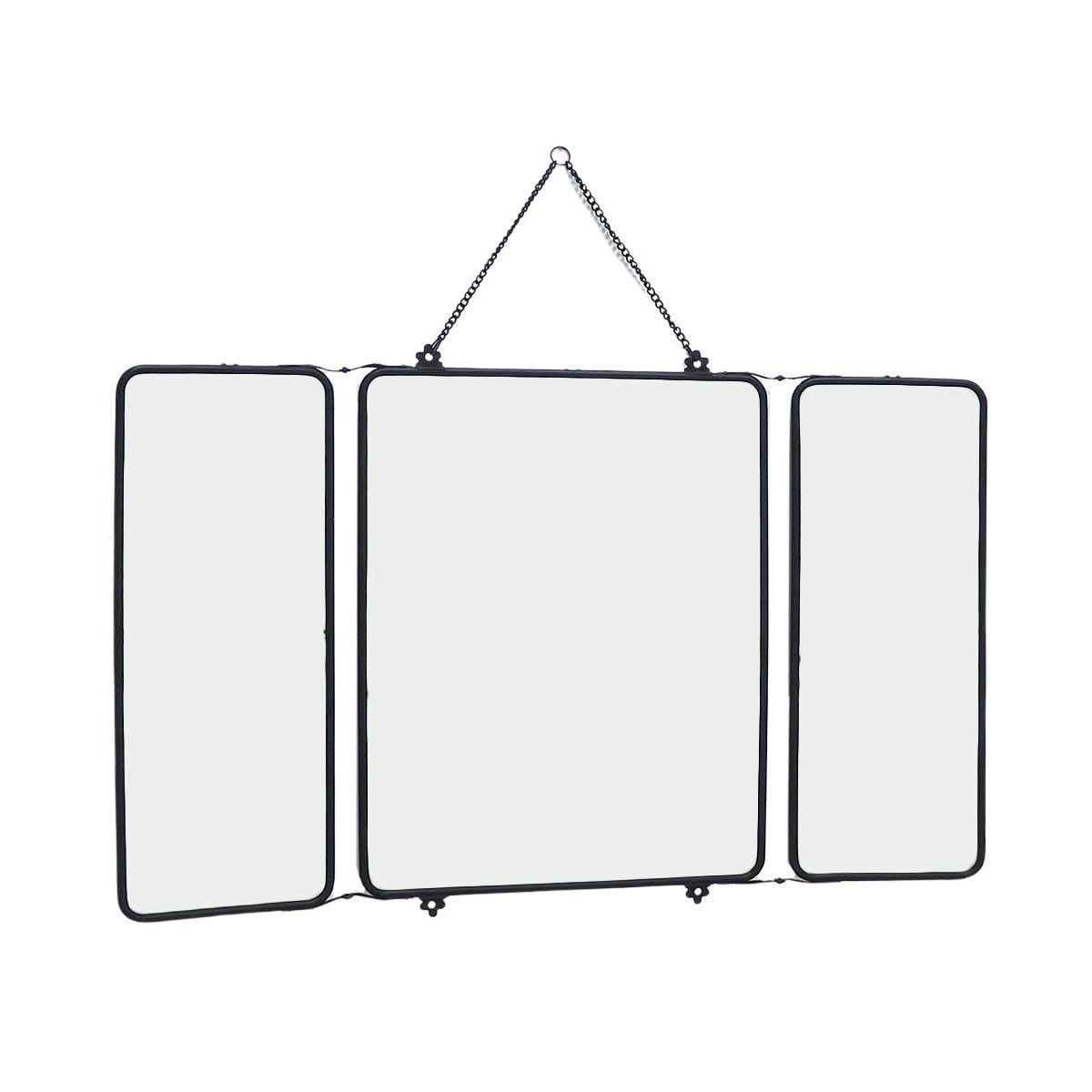 CHAUMONT - Miroir de barbier en laiton 3 faces noir 56x87