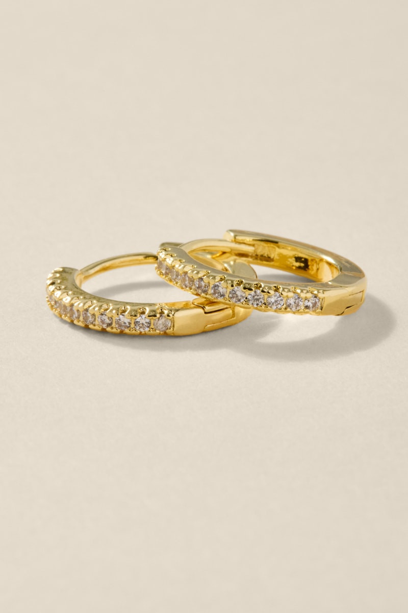 Liza Gold Pave Hoop Earrings
