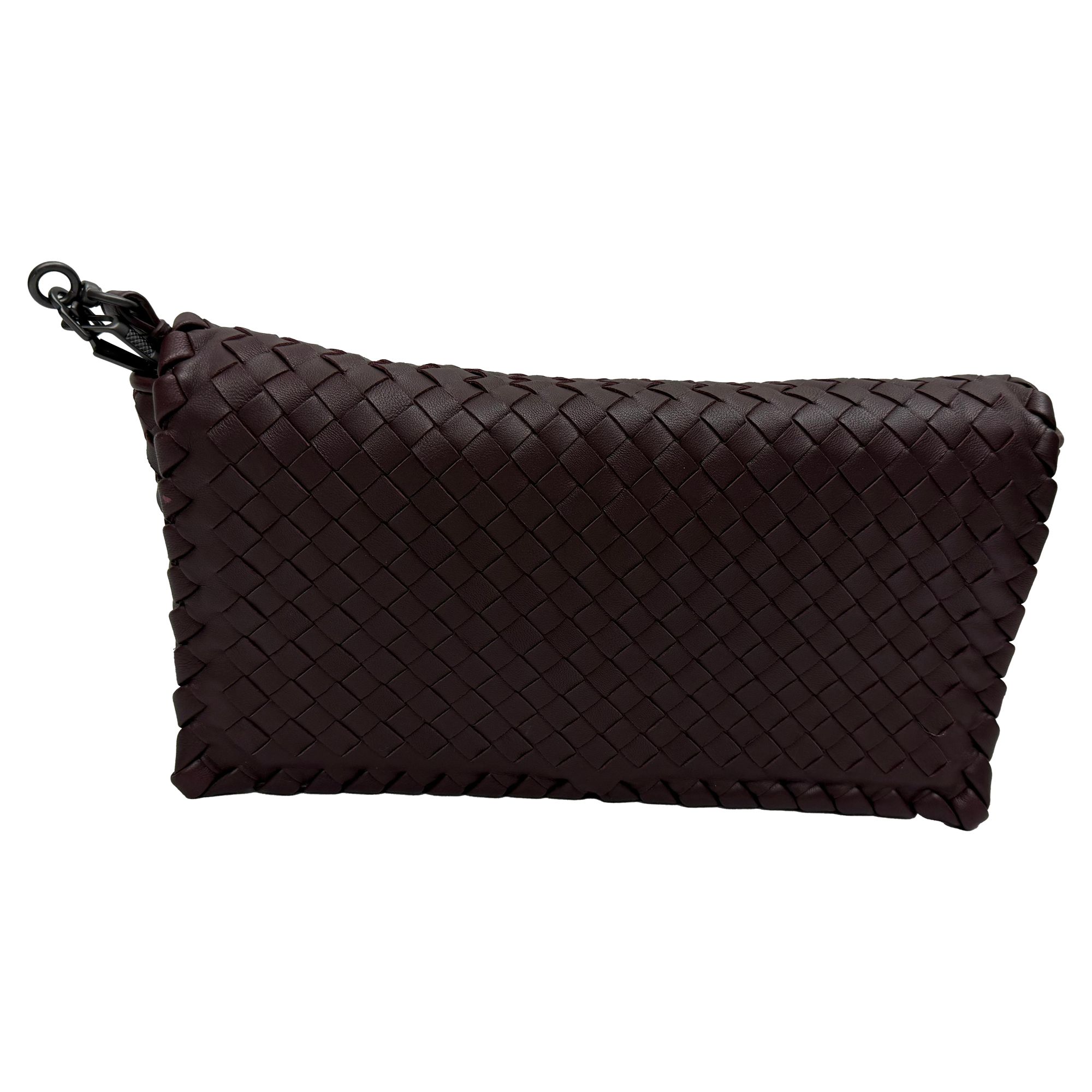 Bottega Veneta Preloved Intrecciato Flap Shoulder Bag in Burgundy Leather