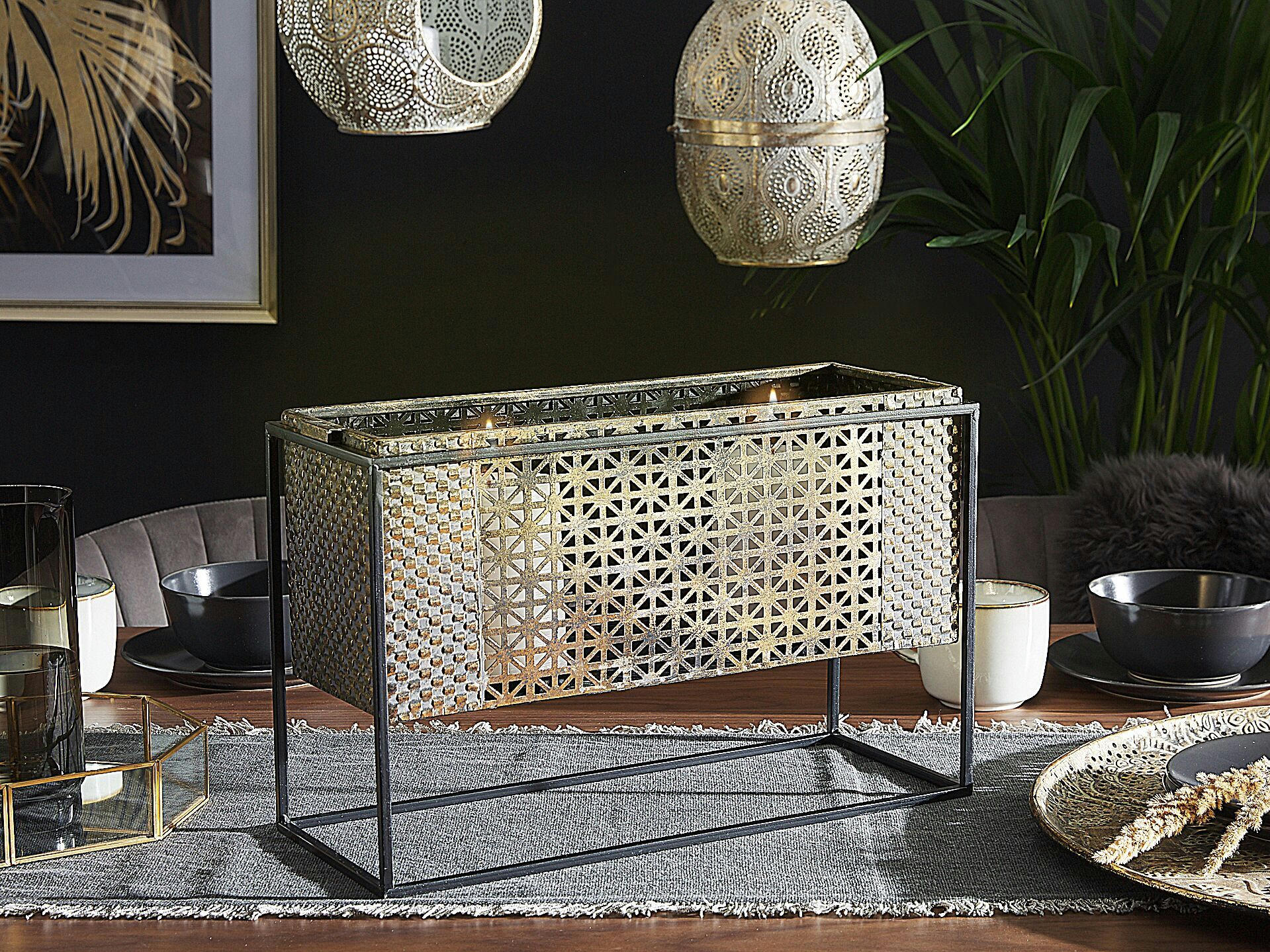 AMAMI - Bougeoir en métal doré 41 x 26 cm