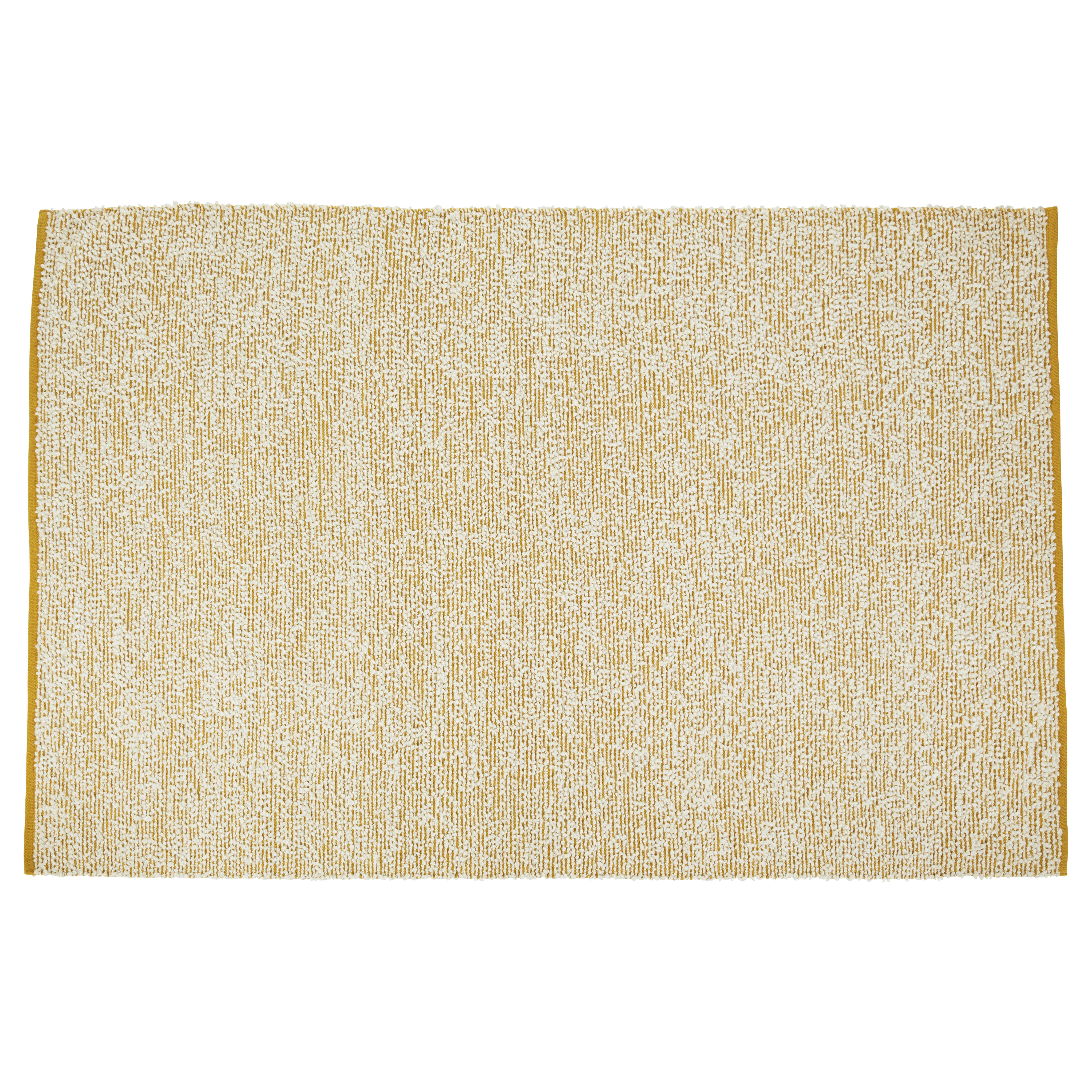 LOVEO - Tapis en coton recyclé écru et jaune ocre 160x230