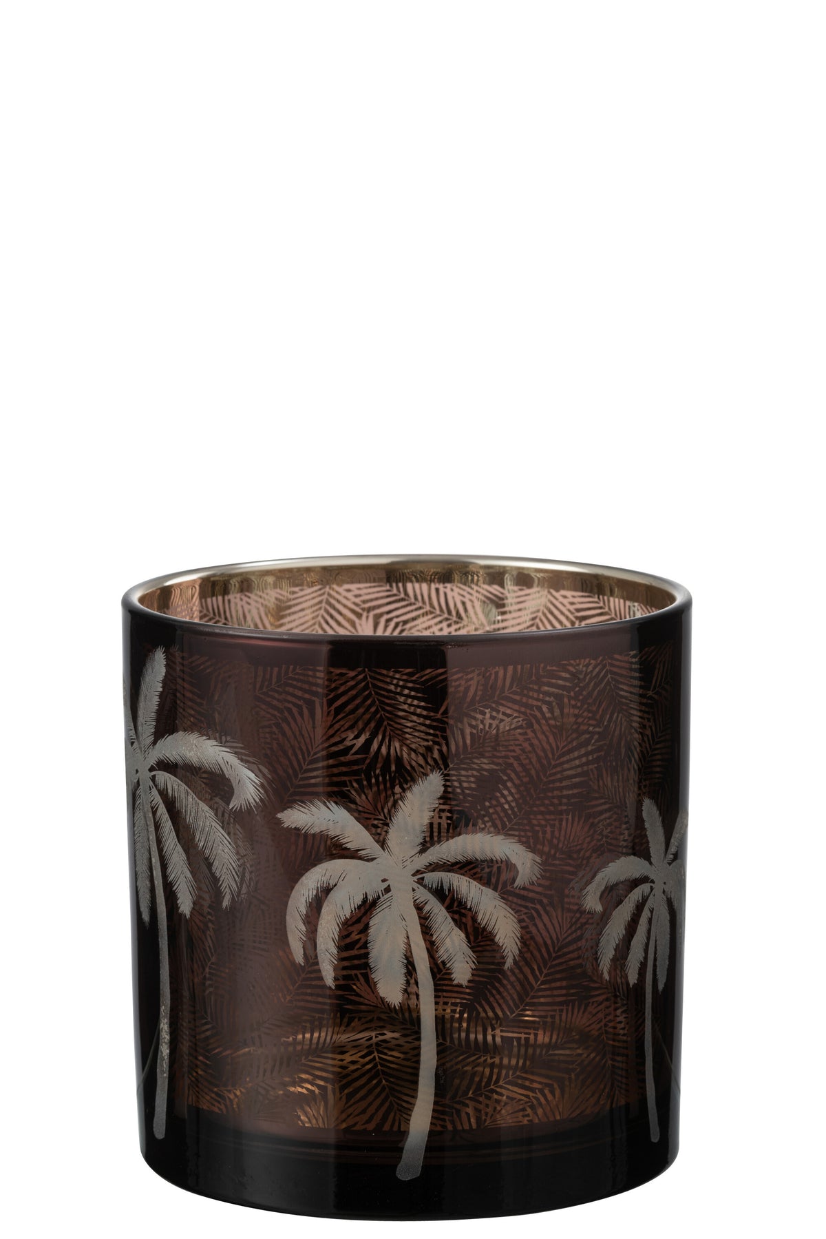 J-Line windlicht Palmboom - glas - bruin - large