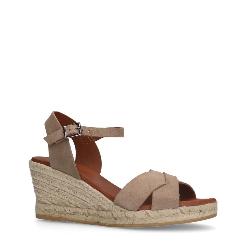 Manfield Taupe leren sleehakken