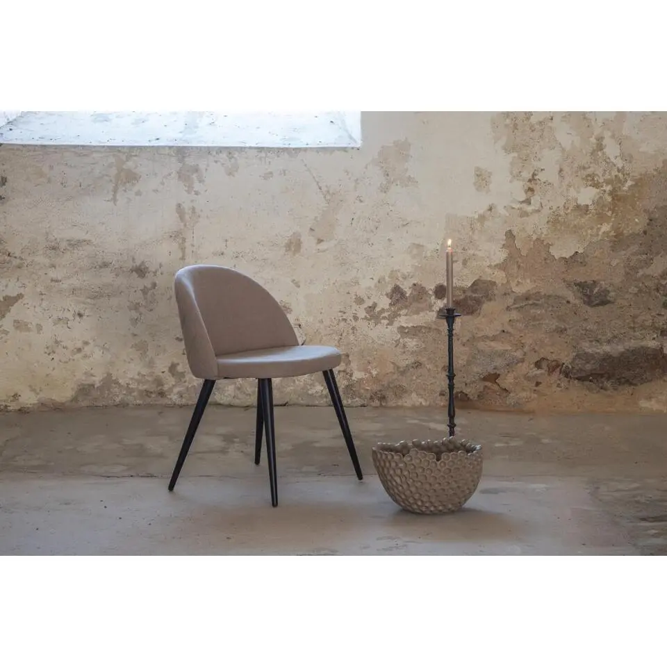 Svea - Zako eetkamerstoel - ruitpatroon - linnnenlook - beige