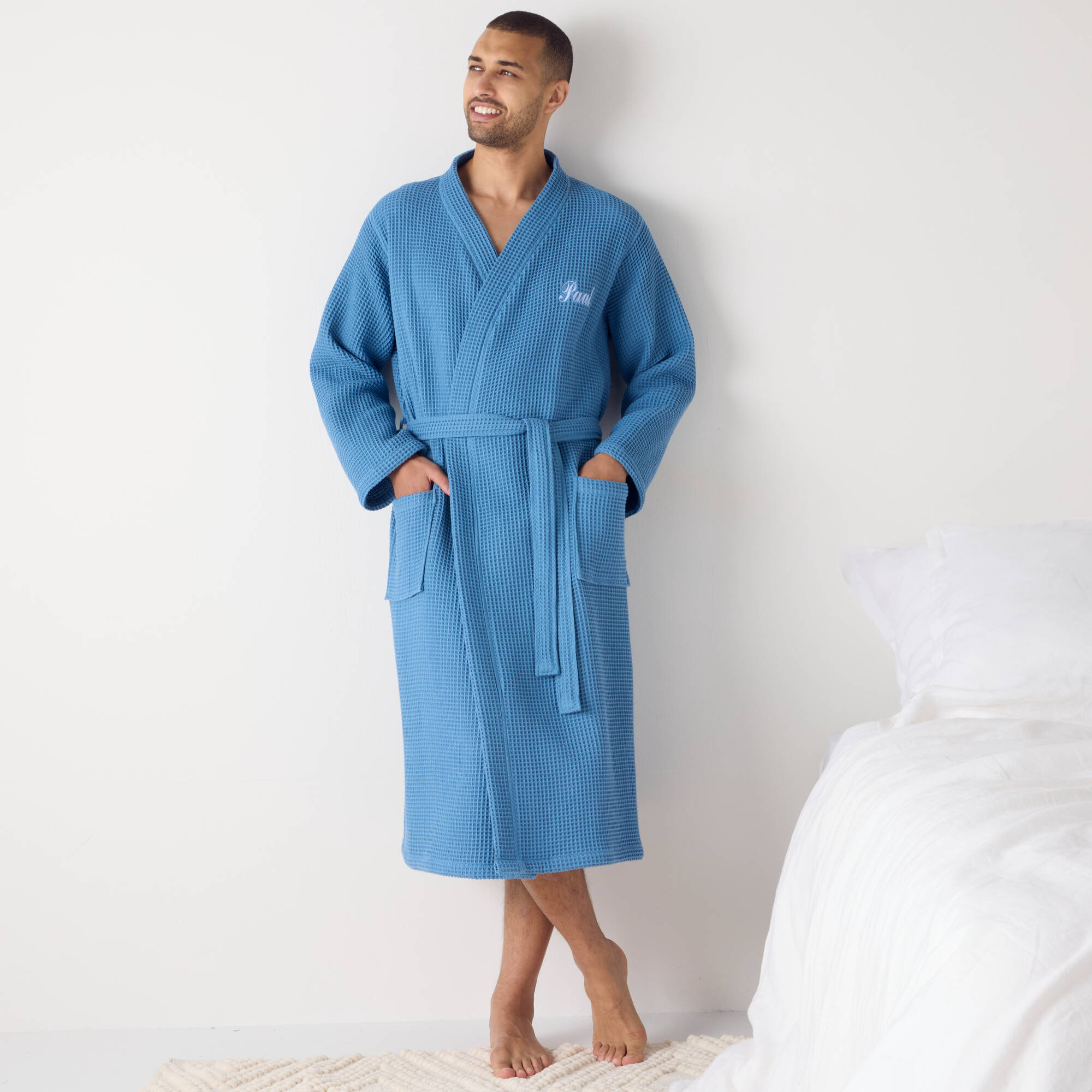Peignoir col kimono mixte nid d&rsquo;abeille Colombine&reg;, 240g/m2