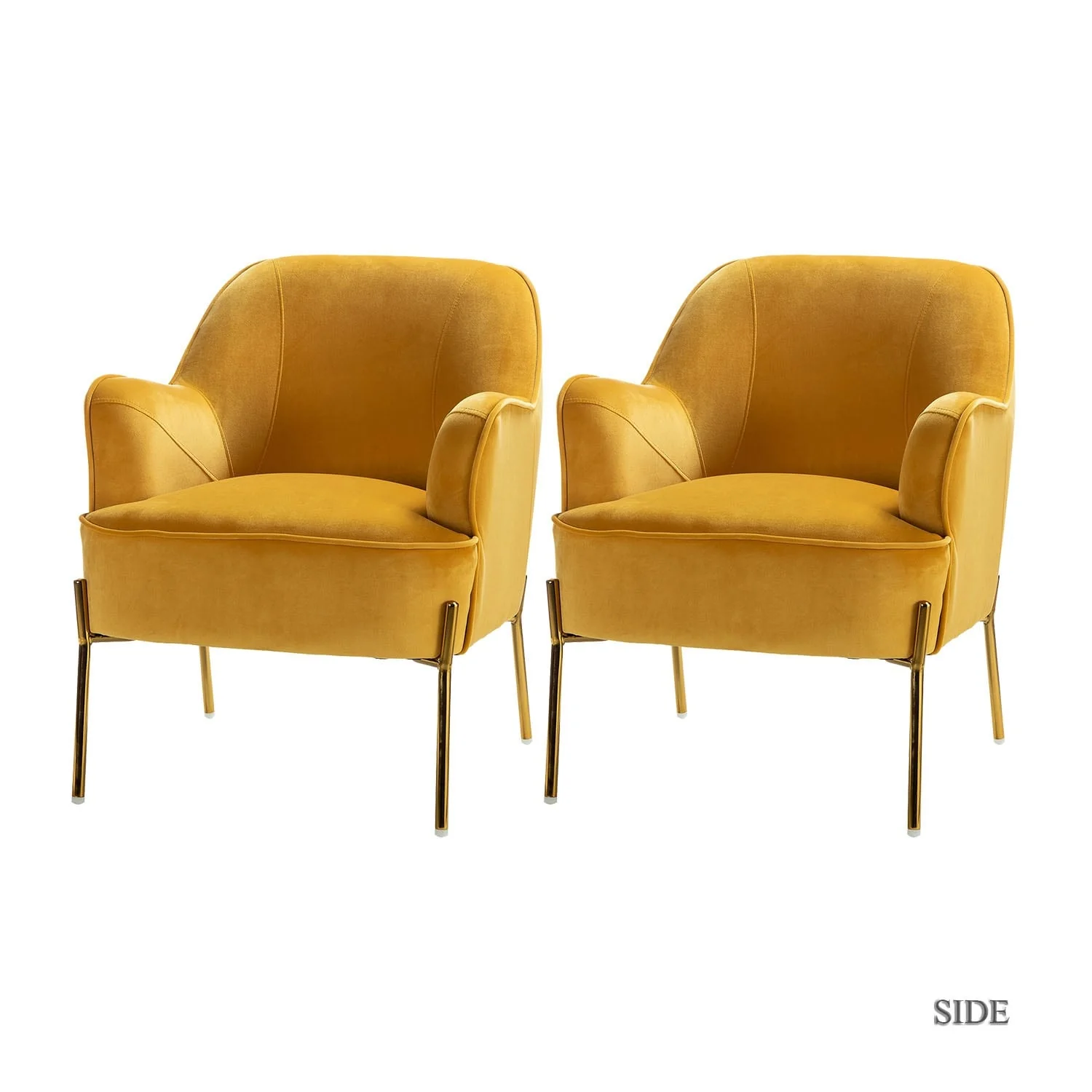 Marina Modern Velvet Accent Chair with Golden Legs Set of 2 by HULALA HOME