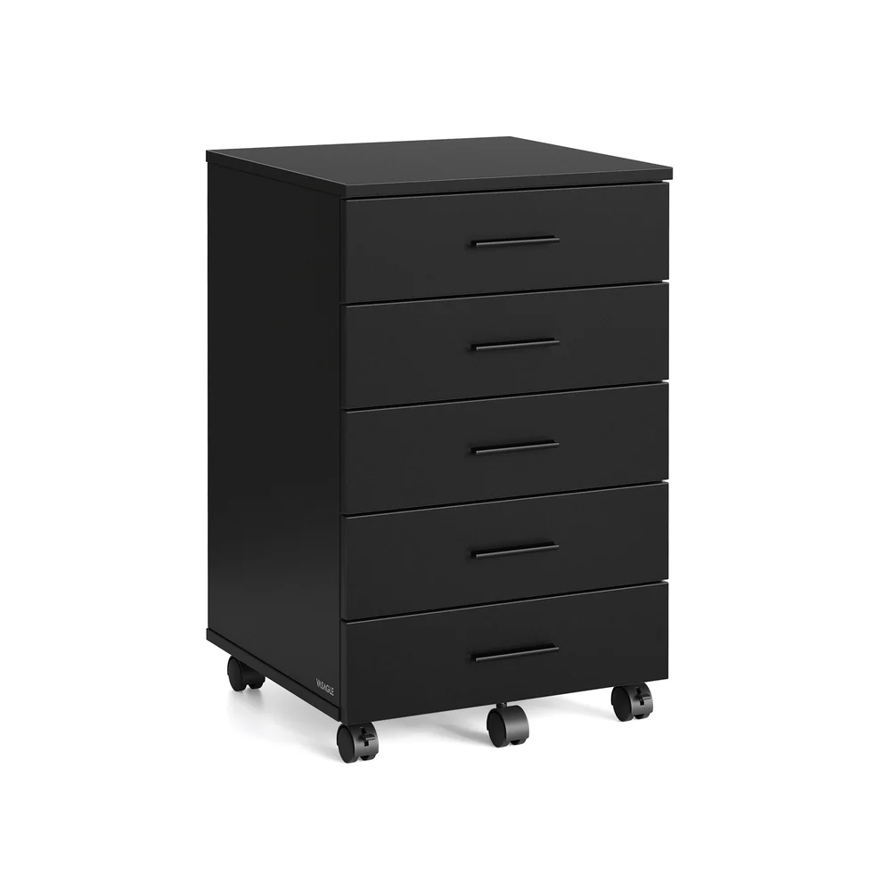 Caisson de bureau à roulettes avec cinq tiroirs