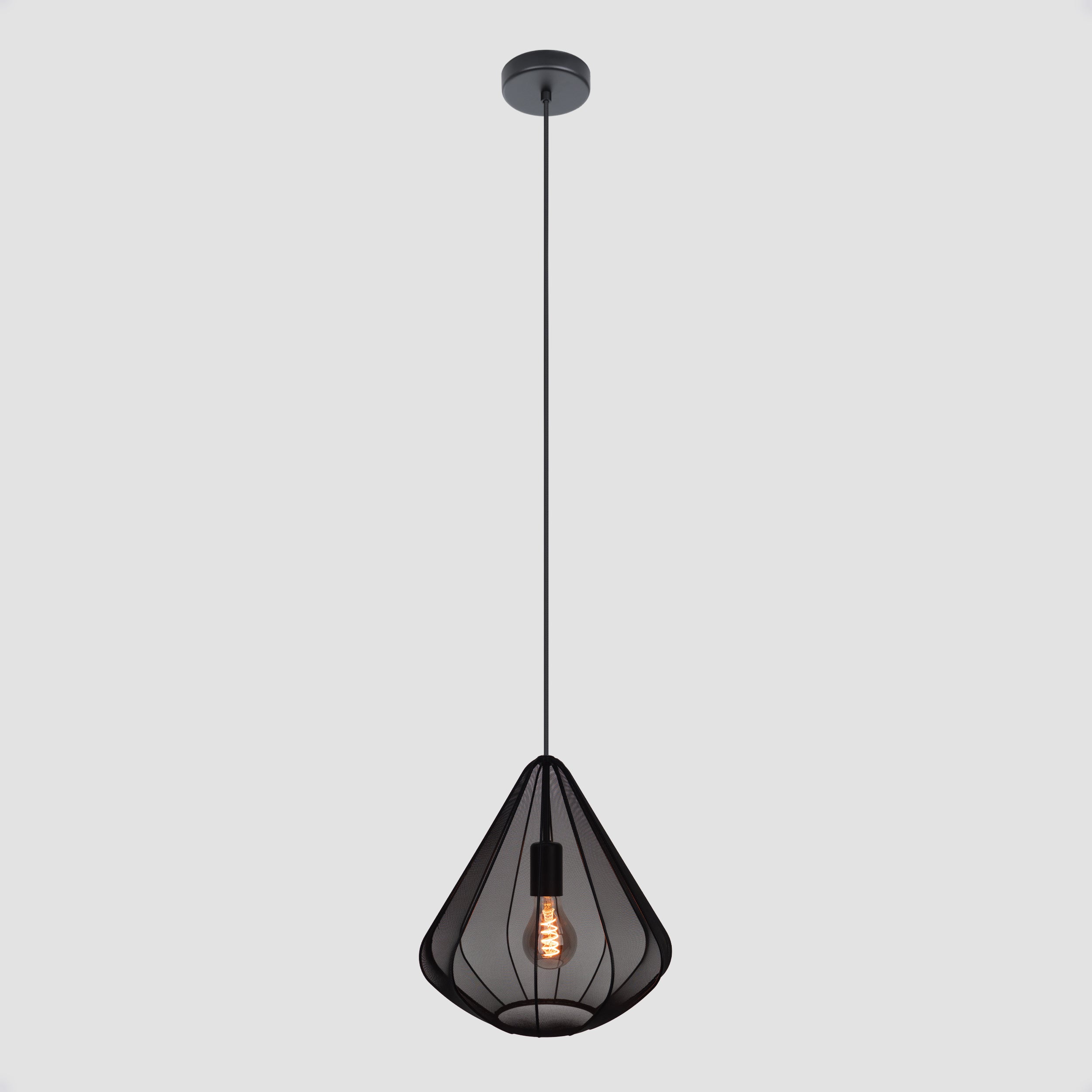 EGLO hanglamp Dolwen - e27 - ø 33,5 cm - zwart - textiel