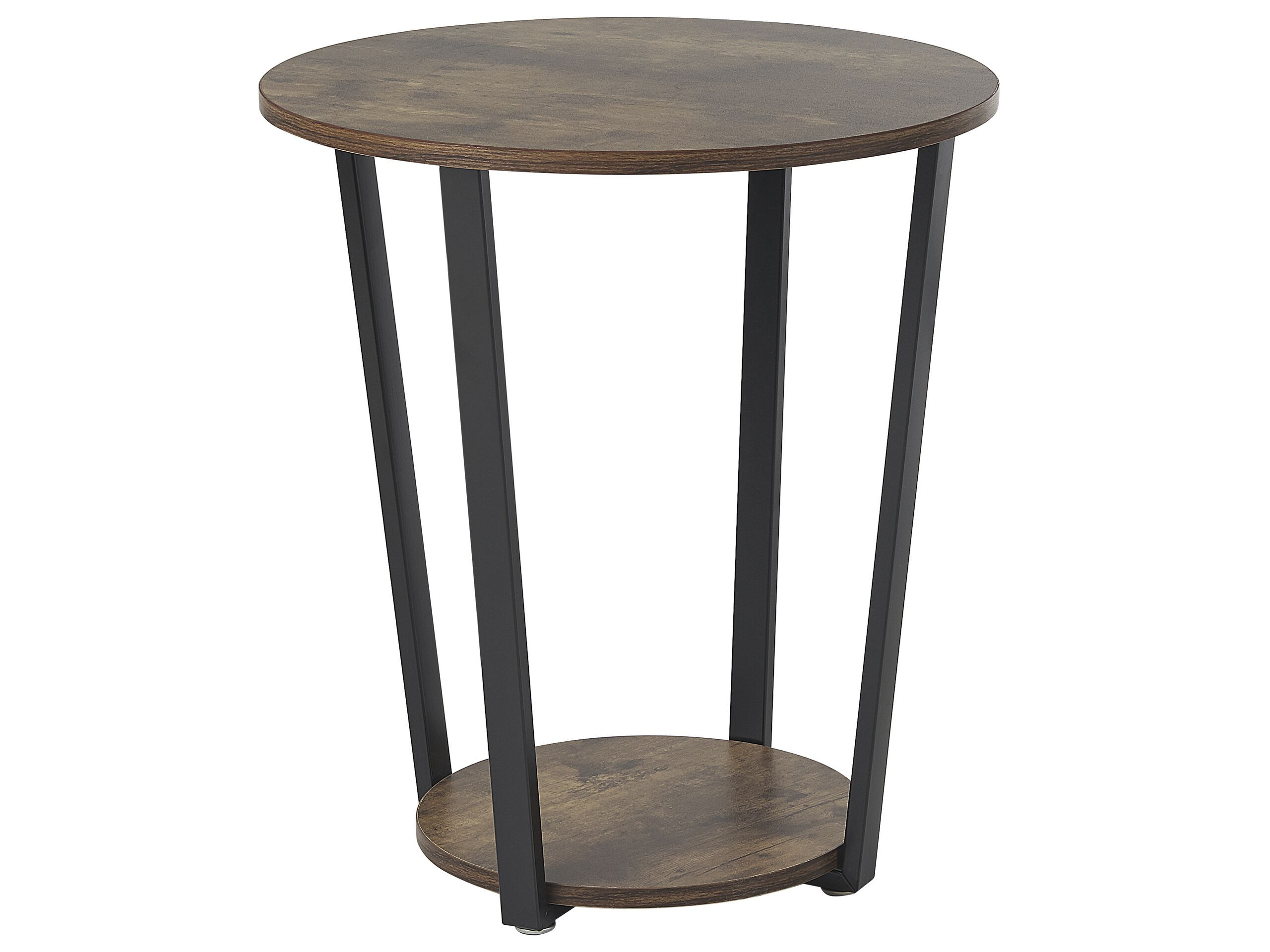 Stolik pomocniczy okrągły 50 cm MDF ciemne drewno